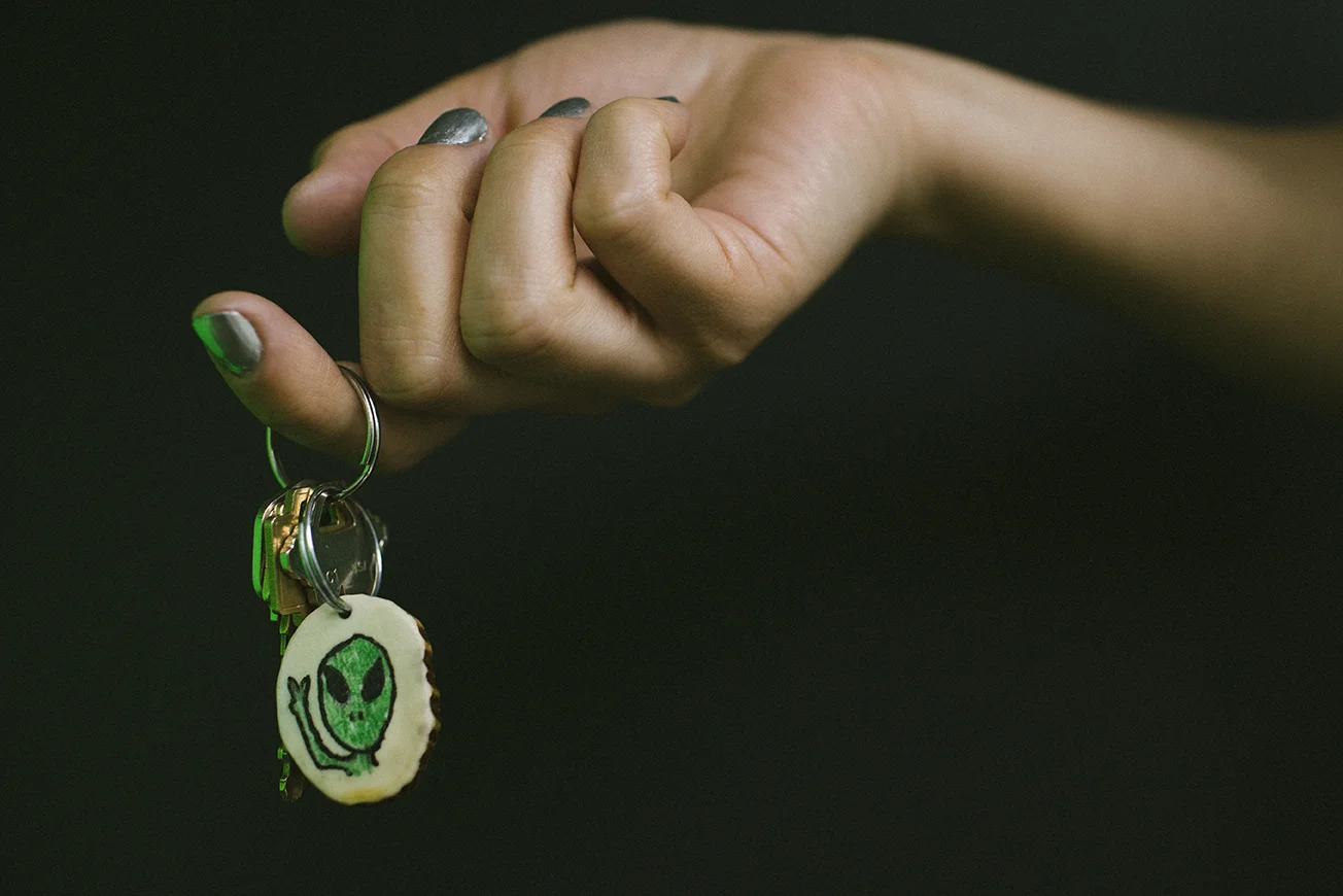 Local artisan Lena Trombly's Alien Antler keychain. 2016. Purchased at the Prince George Farmers’ Market. Photo by Denis Gutiérrez-Ogrinc.
