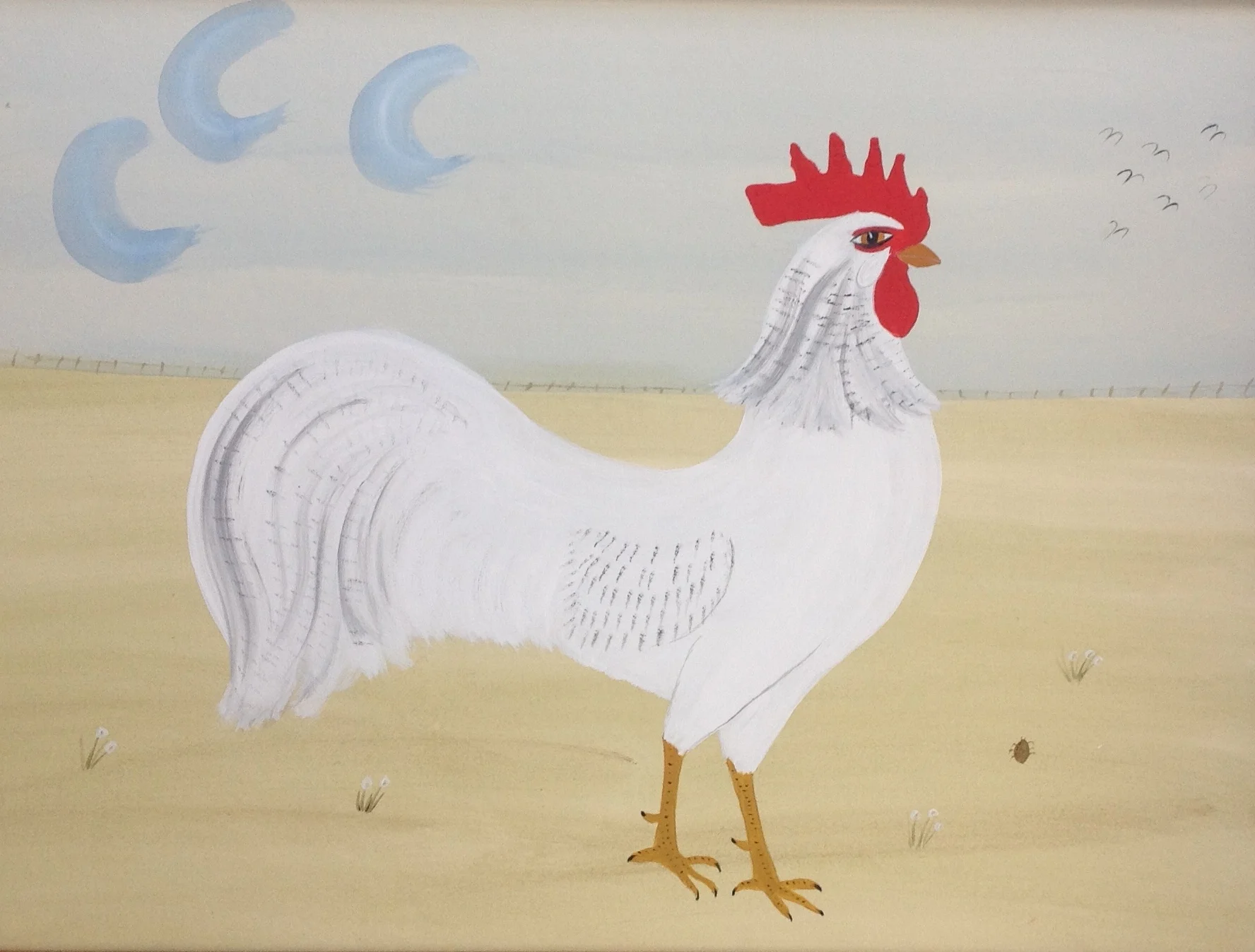 An elegant white cockerel | SOLD