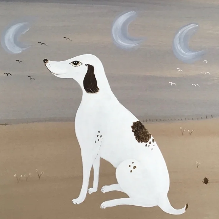 A spotted dog with a brown ear | SOLD