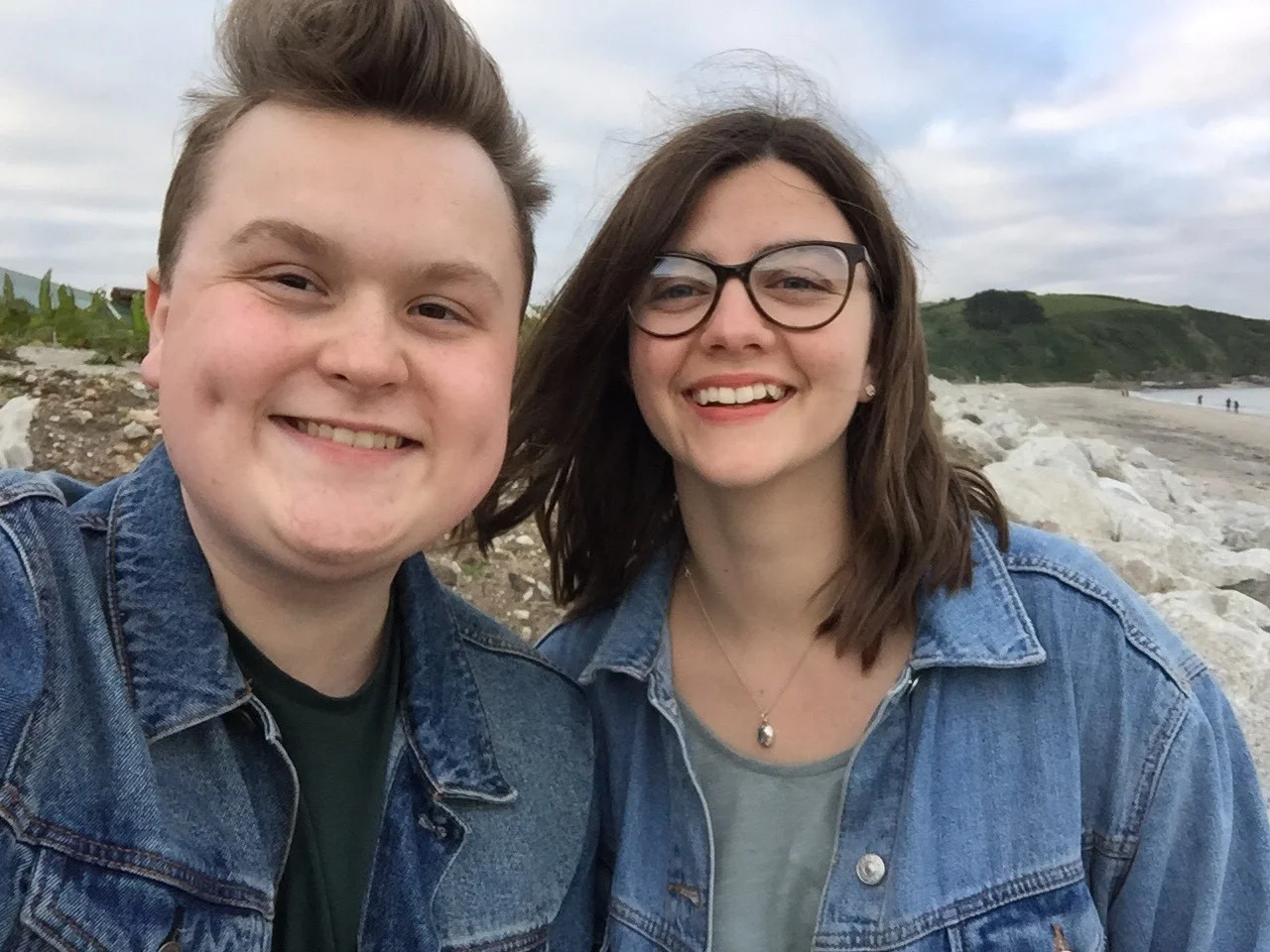 Dan and Gemma out for a walk on the beach