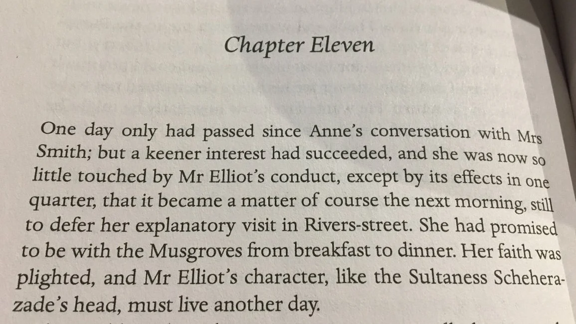 At the end of the first paragraph in this chapter of Persuasion , I can sort of claim that Jane Austen specifically names me. My parents spelled mine differently.