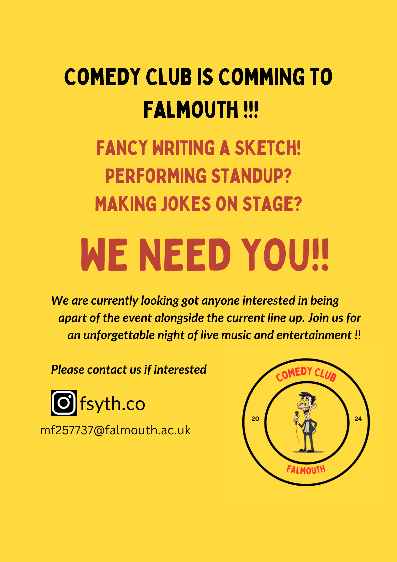 Comedy Club Talent Call!