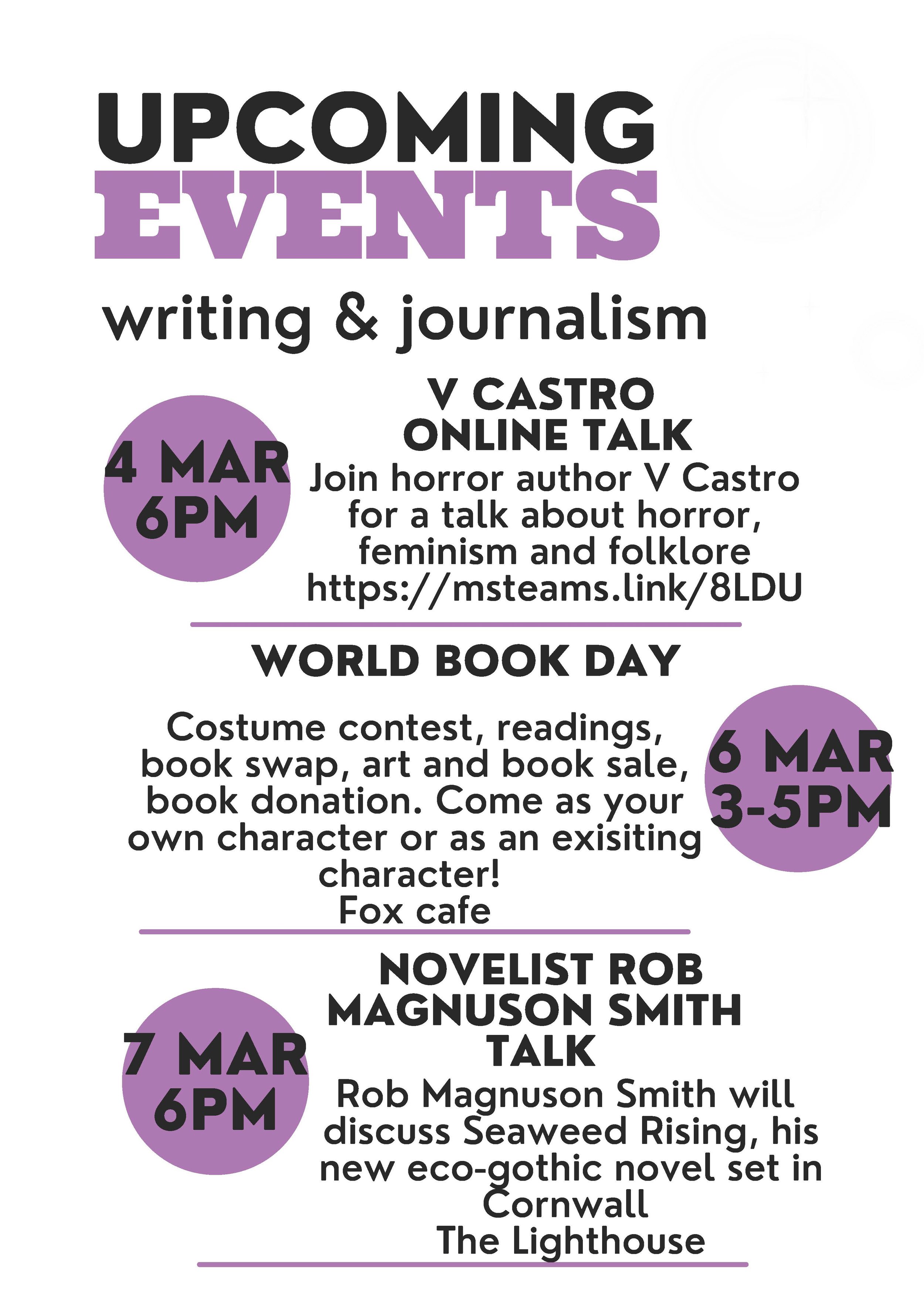 Upcoming Writing and Journalism Events! 