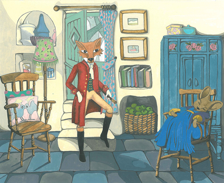 Anthropomorphic Woodland Animals dressed in Regency Clothes in Cottage Gouache & Watercolour Painting
