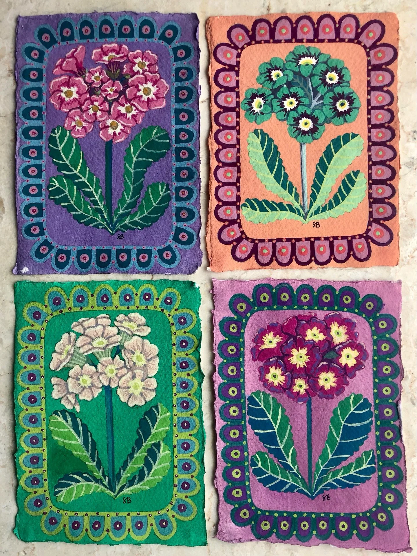Here are my four auriculas together. I just love how these little paintings look as a group.

#botanicalpainting #paintedflowers #devonartistsnetwork #devonartist #womenwhopaint