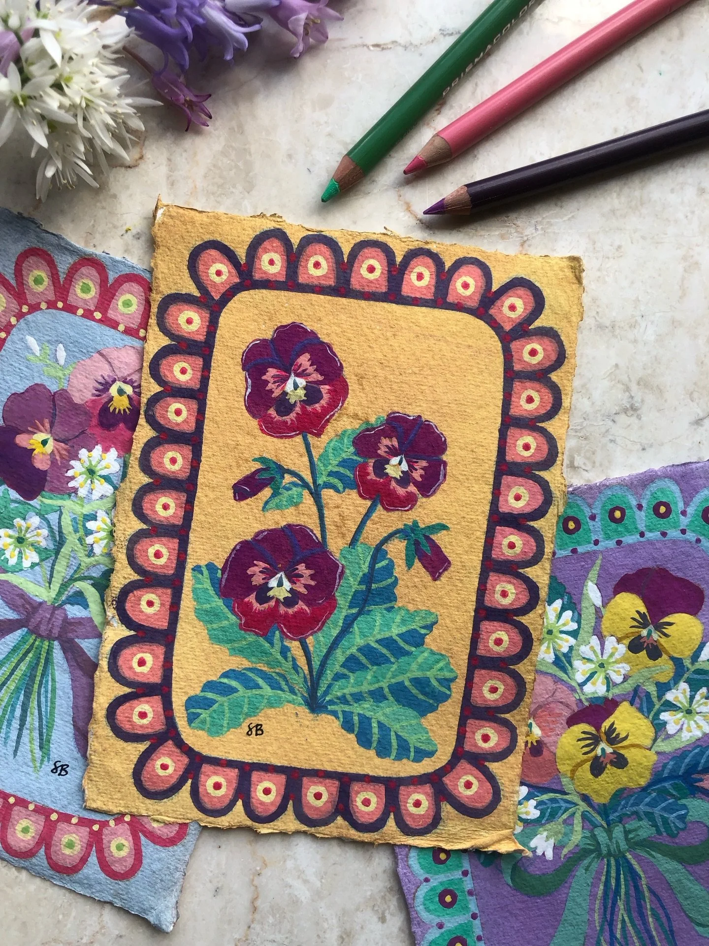 A small study of pansies today.

We&rsquo;re spending the day in garden preparing the beds. Hope you&rsquo;re all having a lovely Easter 🐣 

Day 35/100 @dothe100dayproject 

#the100dayproject2026 #100daysofplay #floralstudy #gardeninspiration #slowa