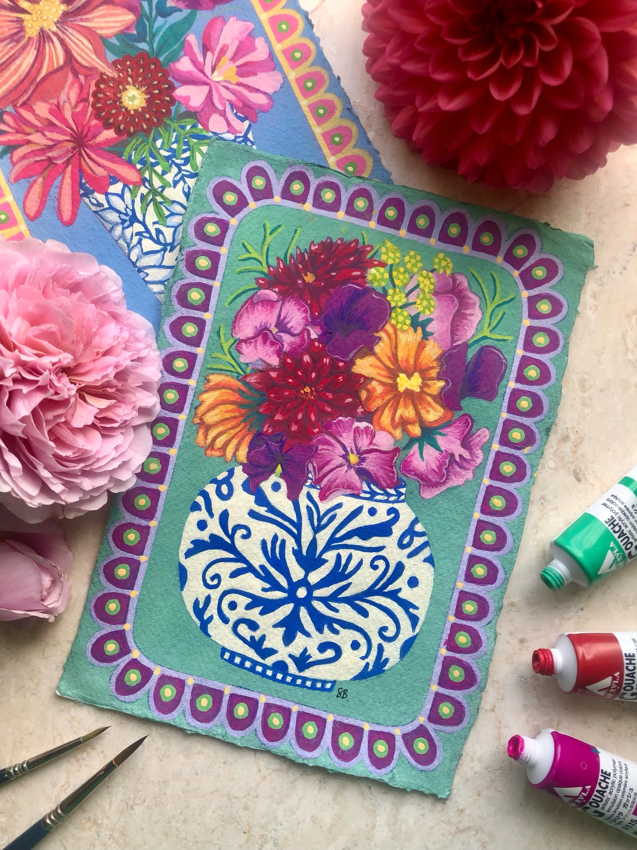 &ldquo;Summers Bounty - Study II&rdquo; 

I adore this time of year, everything is so alive and buzzing and colourful. The garden is pure joy 🌺

I am busy creating in preparation for @devonopenstudios where a selection of my work will be exhibited w