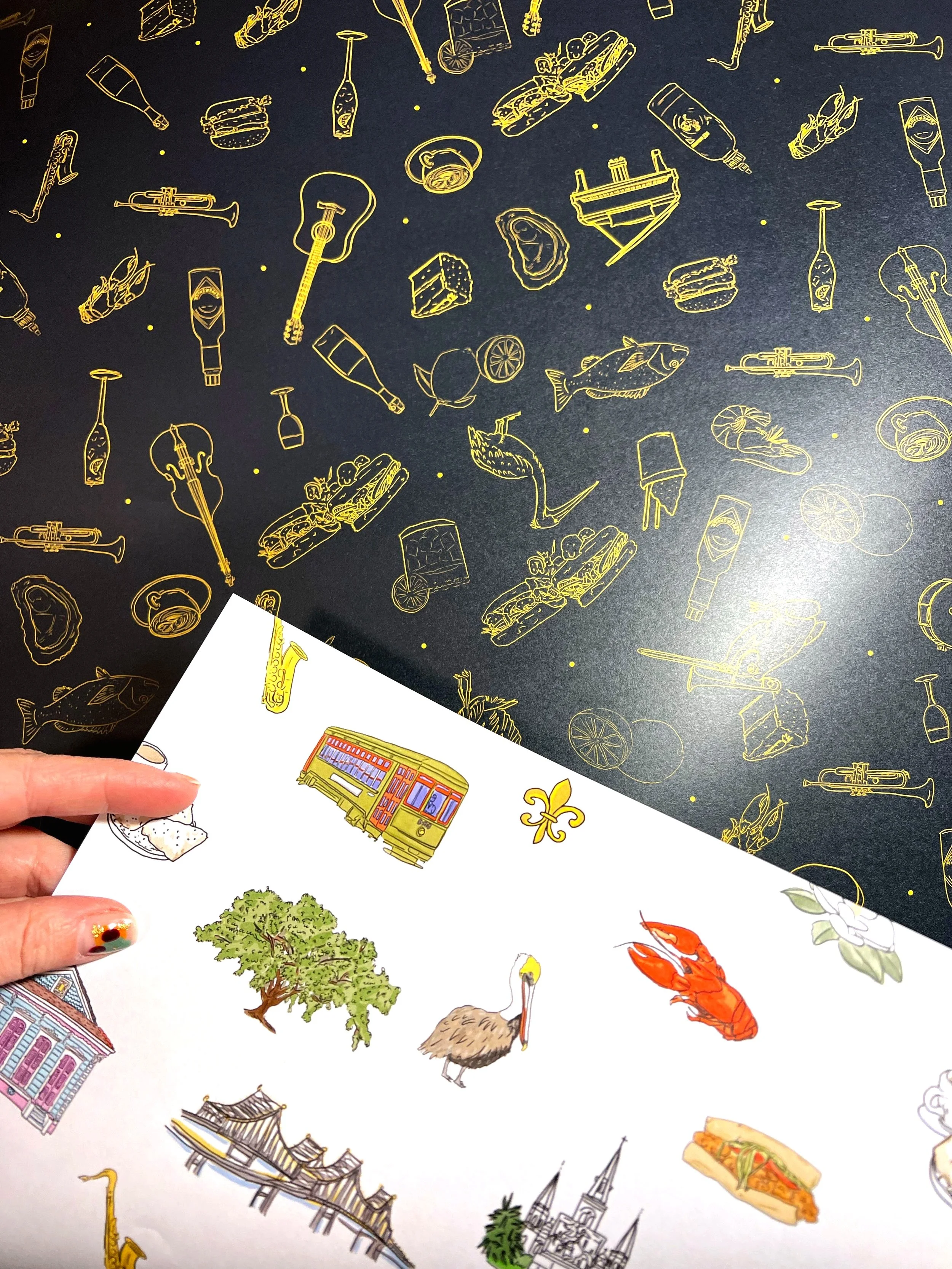 New Orleans Wrapping Paper Love Illustrations Walkingmanstudios