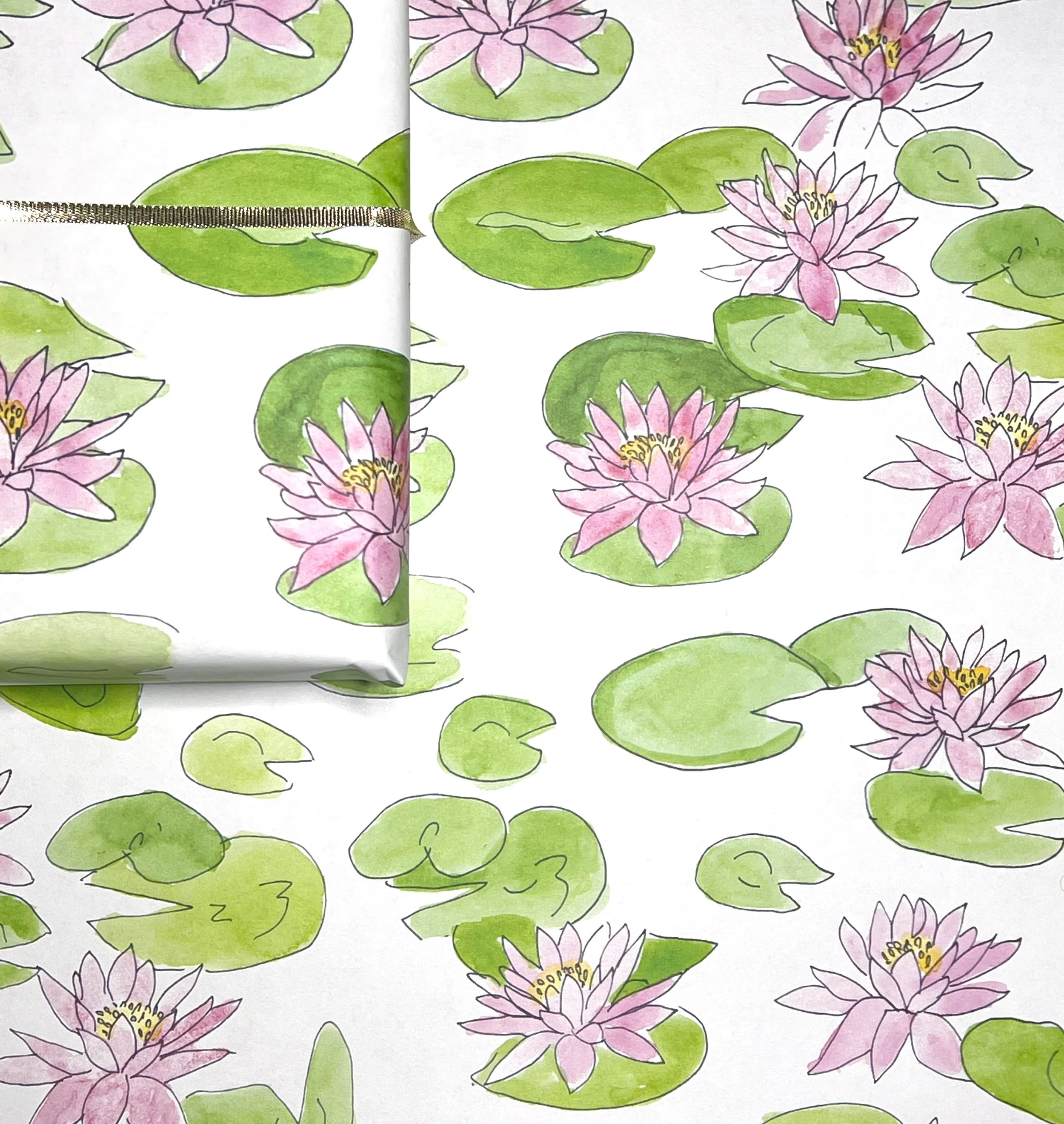 DoubleSided Lotus & Magnolia Wrapping Paper — WalkingMan Studios
