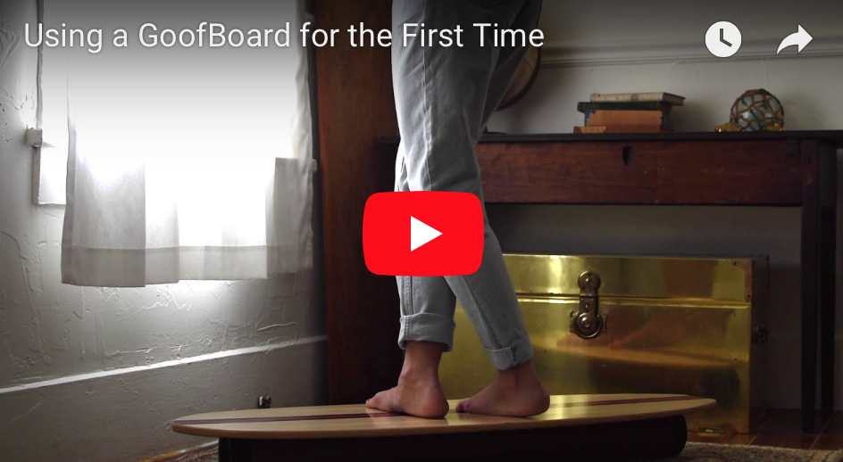 Using a GoofBoard for the First TimeIf you're looking for a balance challenge, the GoofBoard is a versatile tool for balance training for the beginner and the advanced. It comes with U-blocks (not shown) for beginners, and the roller for advanced use. You can also turn the board the other direction and use it in a rocking motion. The way shown is the most challenging. Featured: Siren Williams using the GoofBoard for the first time without using the wall for balance. This is 5 minutes out-of-the-box fun!&nbsp;(Click to View in YouTube)