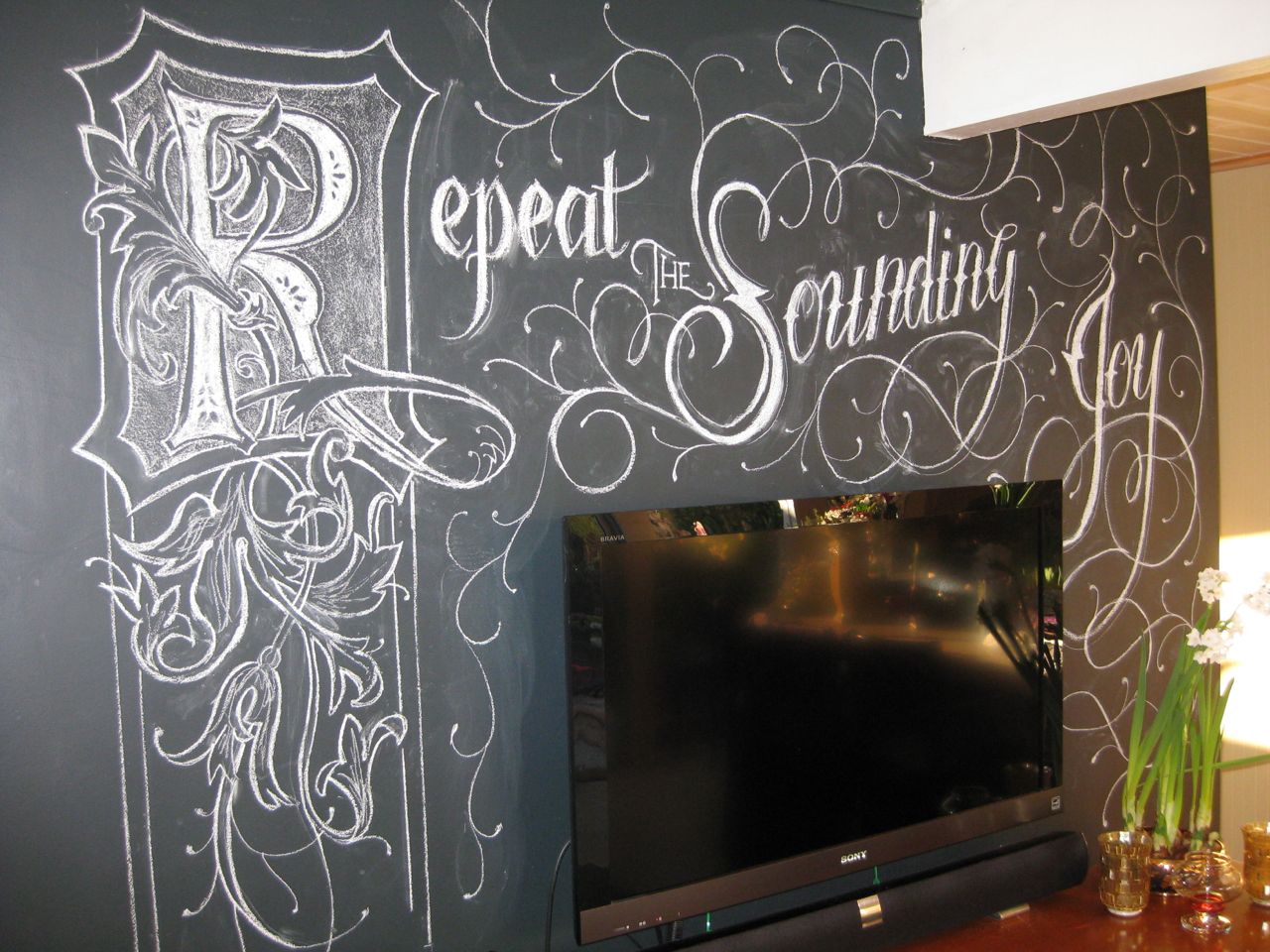 Chalk wall installation, private home