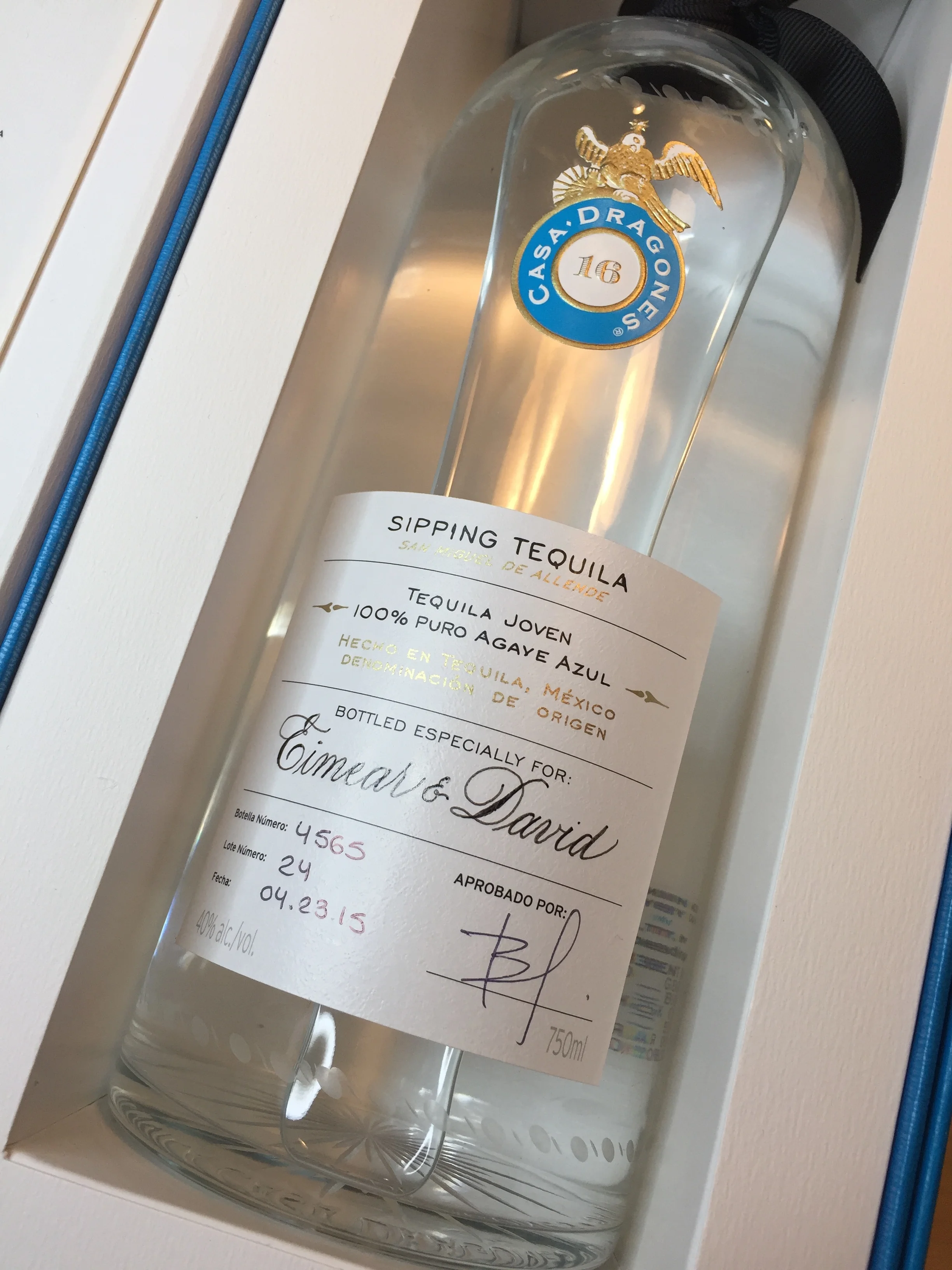 Casa Dragones personalized Tequila bottle