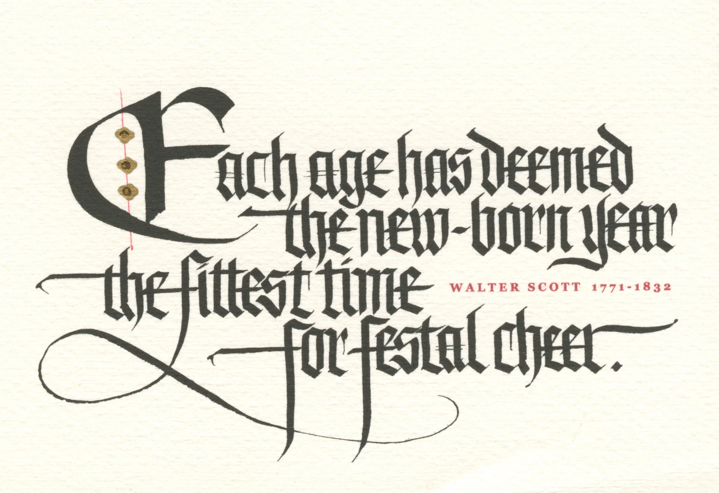 New Year's Card with gold accents