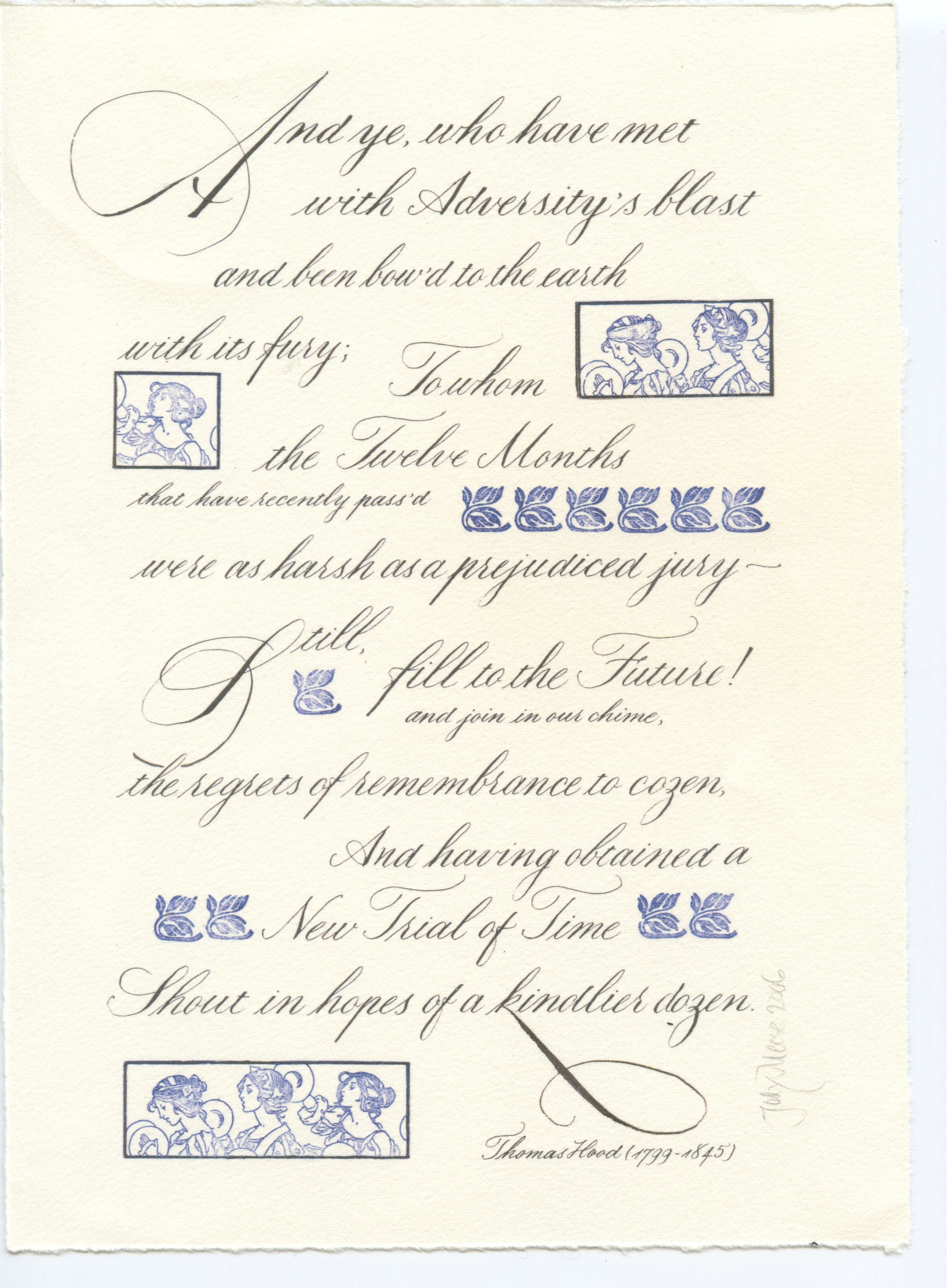 New Year's Card with stamped images