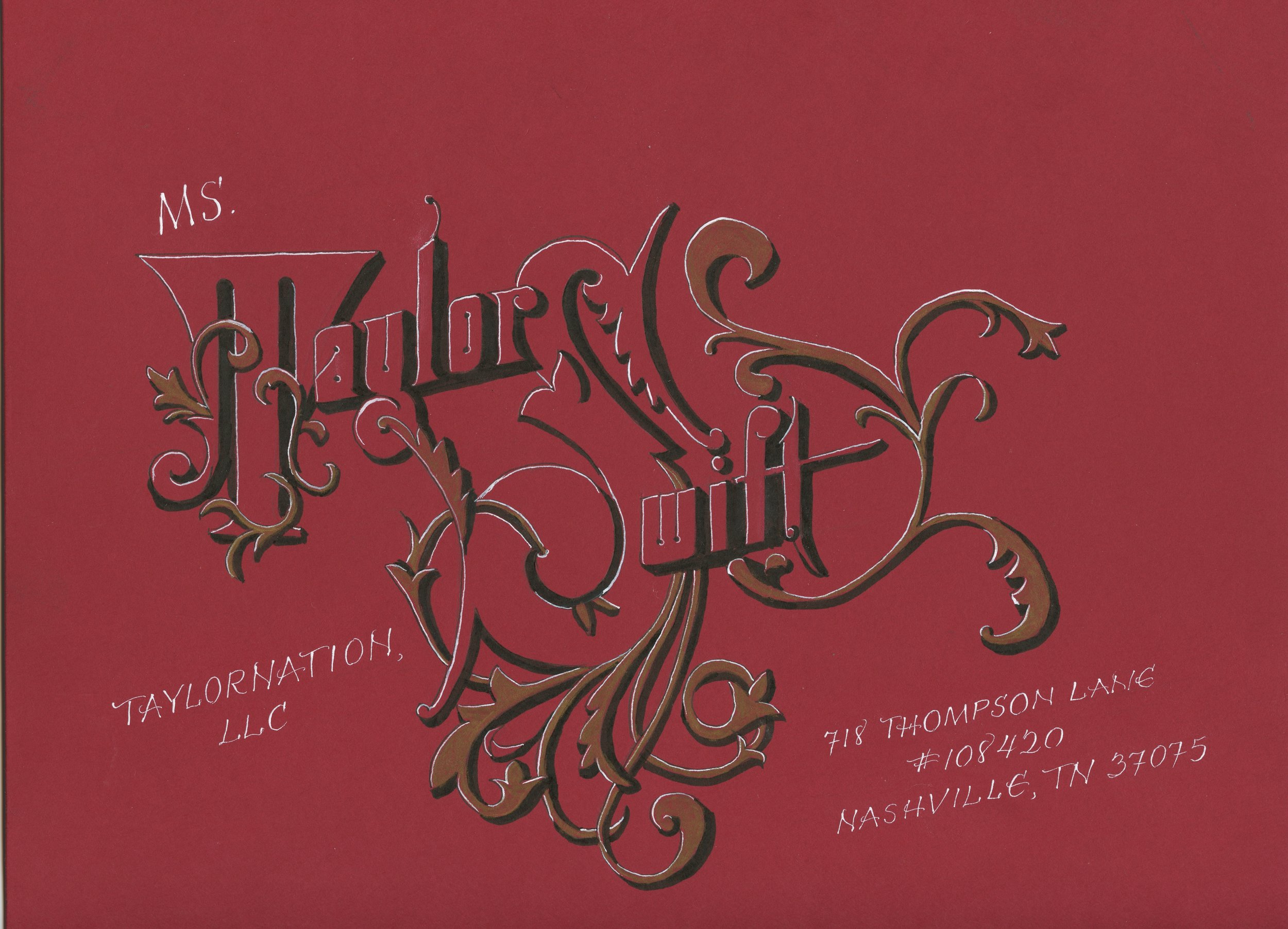 Taylor Swift Envelope, Sickels Lettering