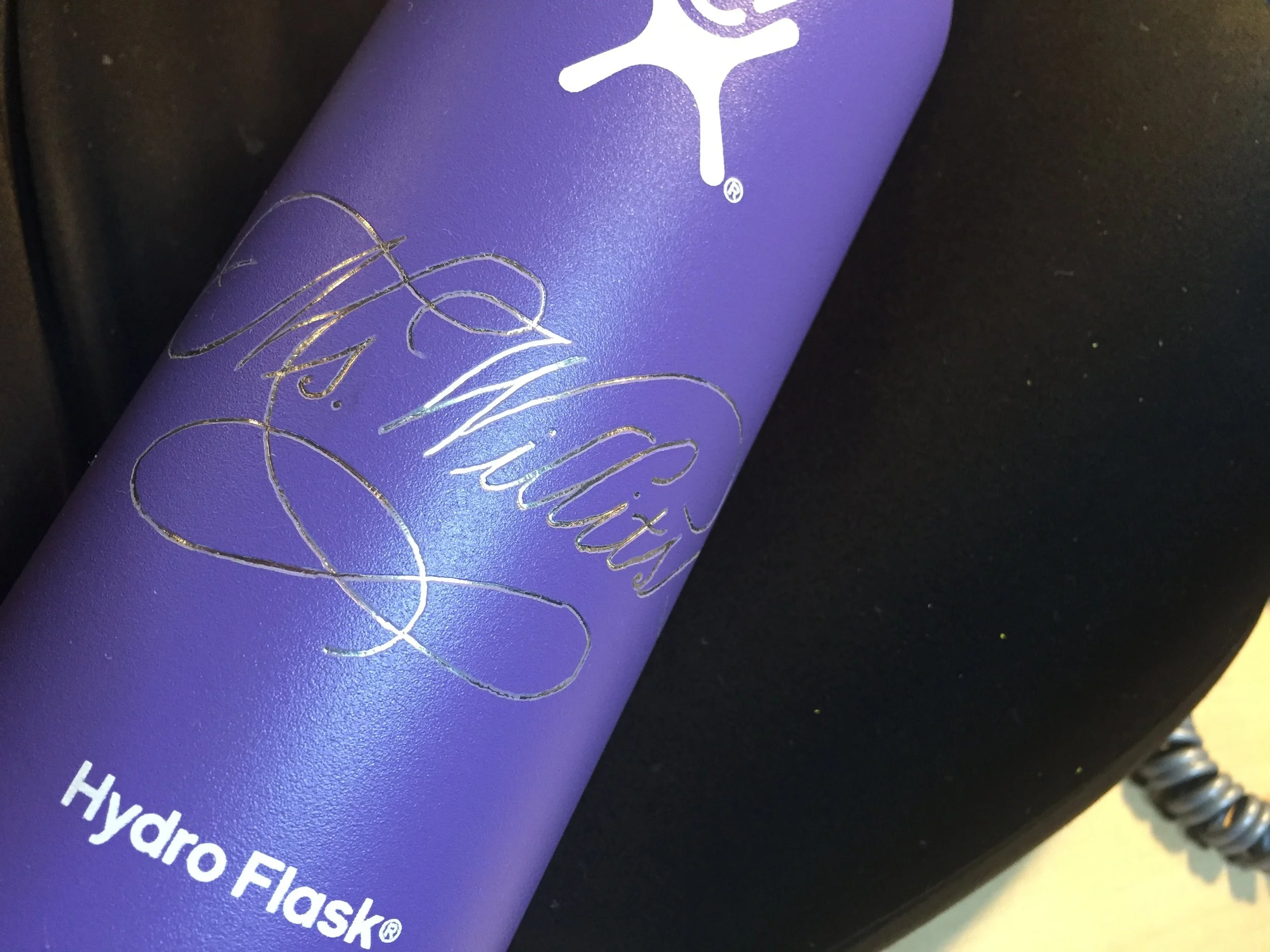 "Ms. Willits" engraved on Hydro Flask water bottle