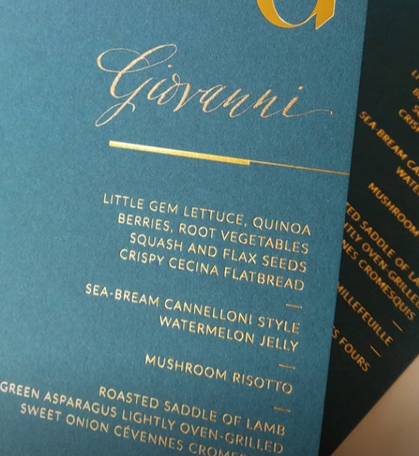 Menu by Yonder Design, Calligraphy by Jody Meese