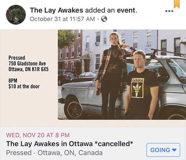 *cancelled* Sorry to say we have to cancel our upcoming show in Ottawa. - Pat &amp; Anna