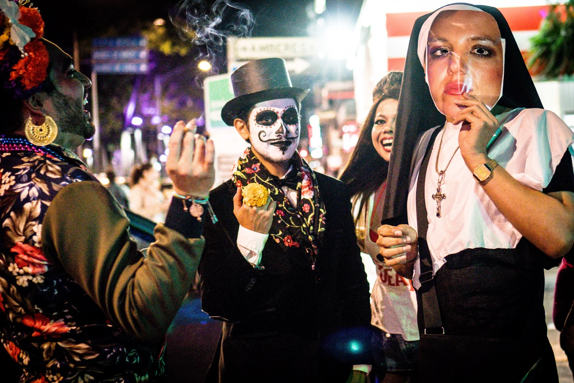 Dia de los Muertos partygoers on Reforma.
