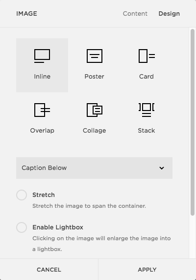 or from the Edit Image window, under the Design tab at the top
