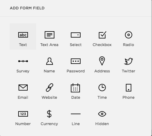 here are the options available to add to your Form Block
