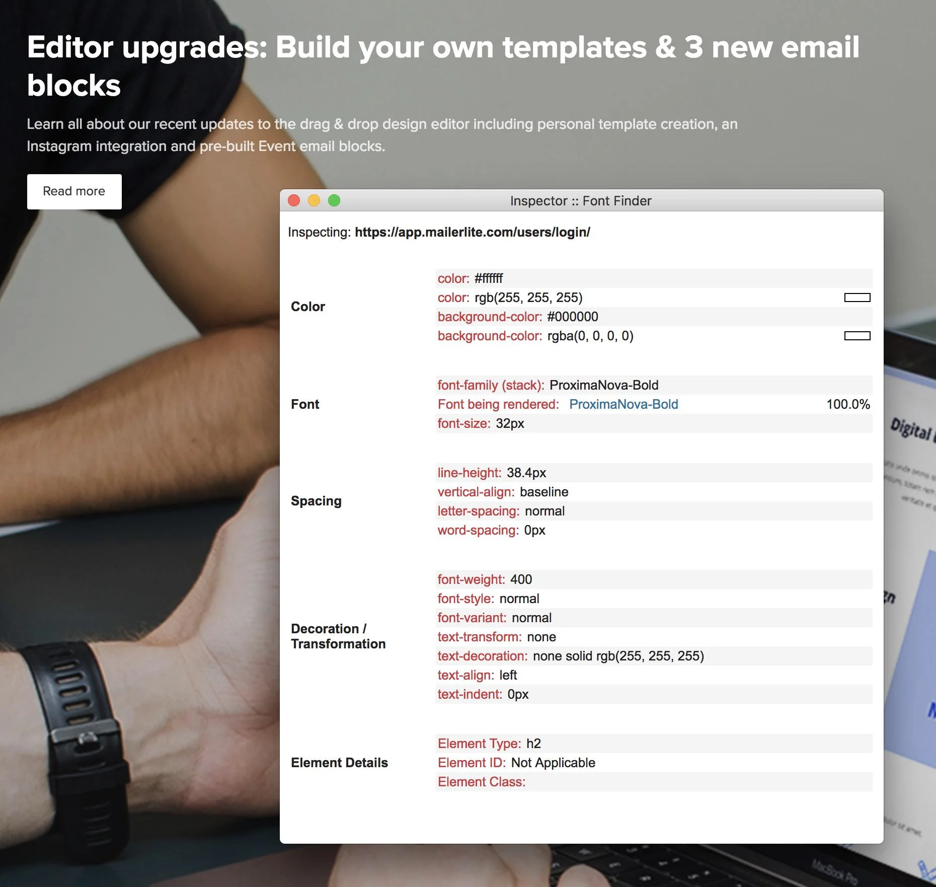 Font Finder, screenshot example