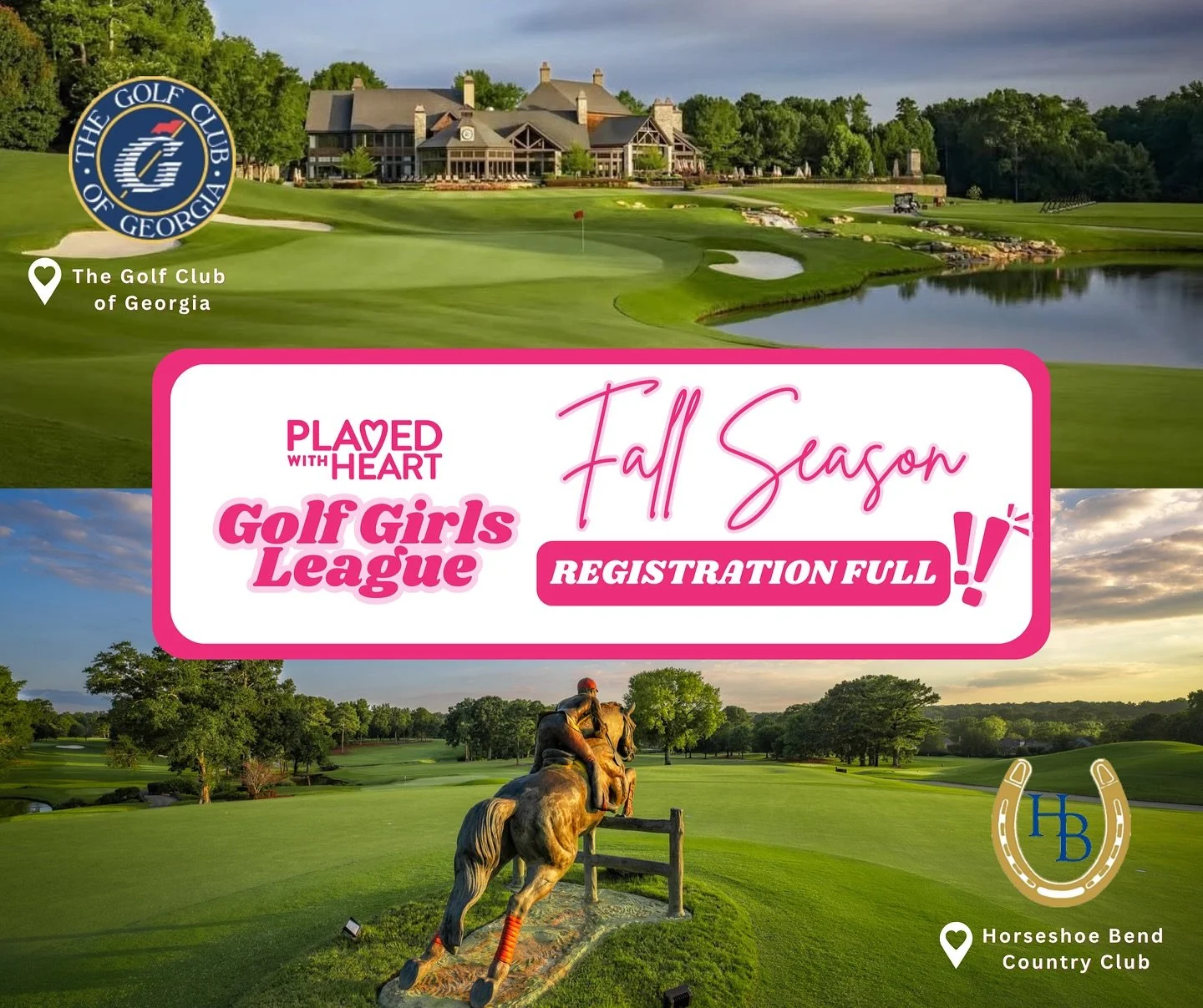 And just like that&hellip; registration is FULL! 🩷⛳️
Our Golf Girls League FALL season at both @golfclubofgeorgia &amp; @horseshoebendcc has filled up&mdash; and we couldn&rsquo;t be more excited! 💖

So much fun up ahead with our returning stars🌟 