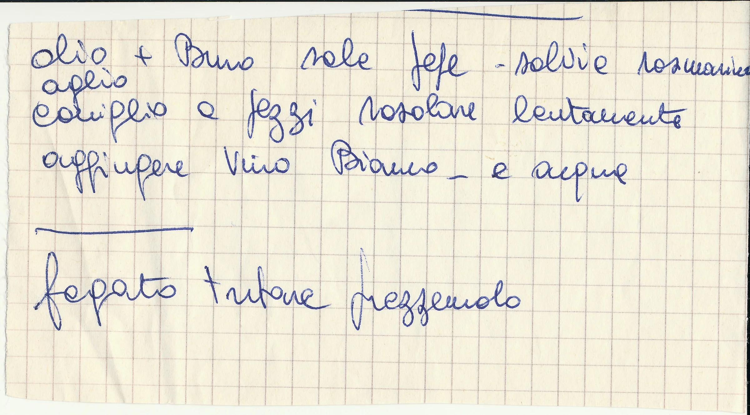 Written by Paolo. His recipe for coniglio:  Oil and butter. Salt. Pepper. Sage. Rosemary. Garlic. Coniglio in pieces (pezzi). Sauté (rosolare: to cook until rosy in shade. How wonderful is this?). Add (aggiungere) white wine and …