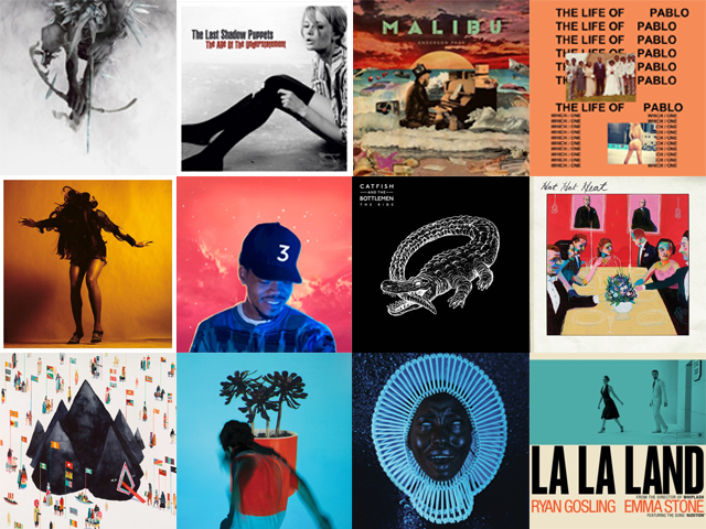 (from left to right, descending rows; in order I listened to them throughout the year:)