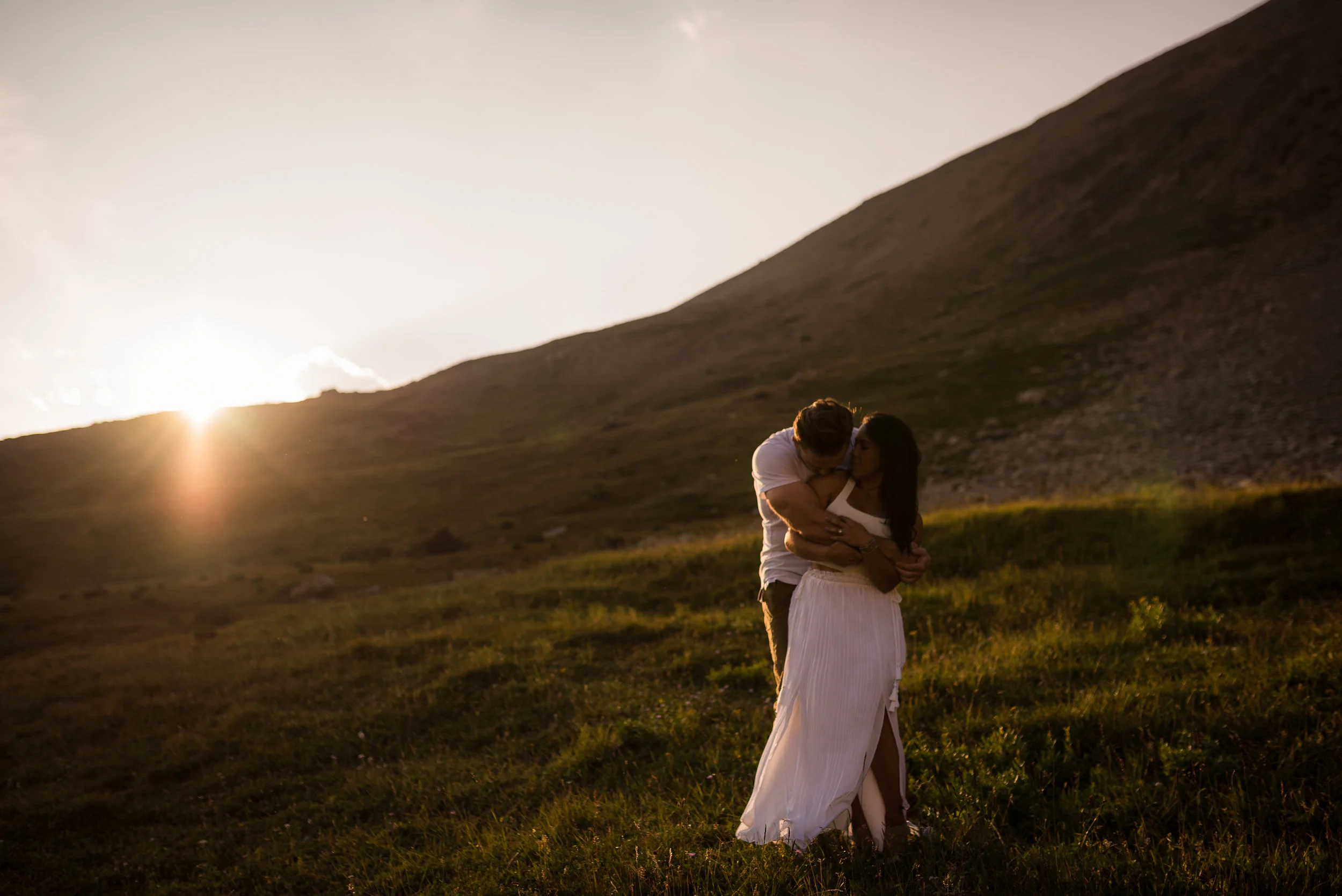 Kananaskis mountain engagement sunset gorgeous couple calgary wedding photographer banff rocky mountain photographer