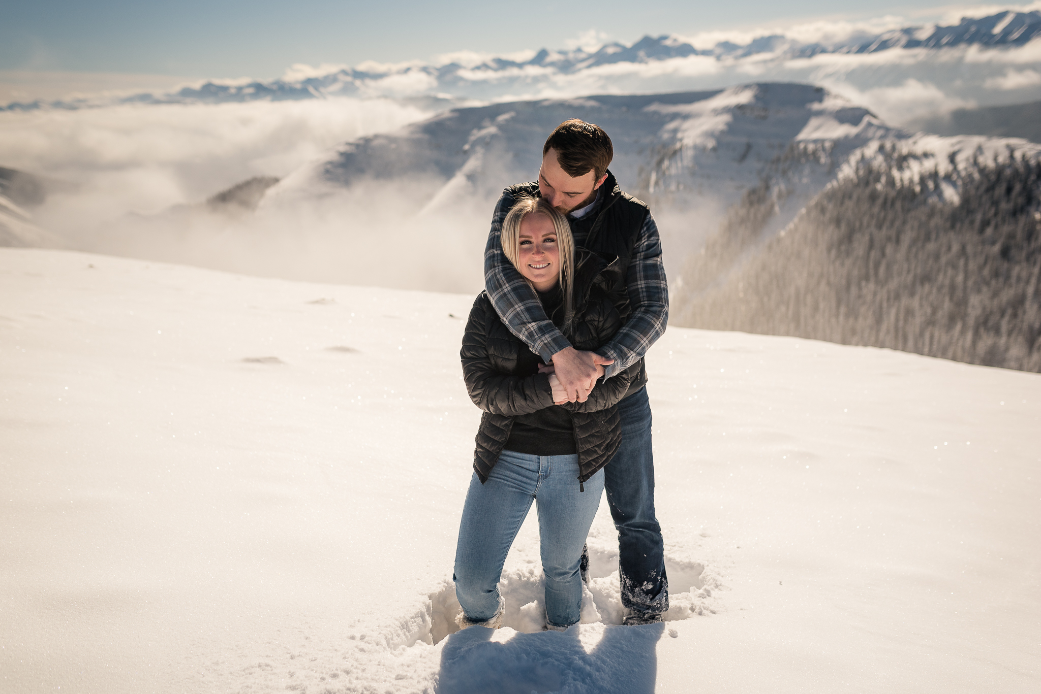 Kananaskis mountain helicopter engagement calgary wedding photographer