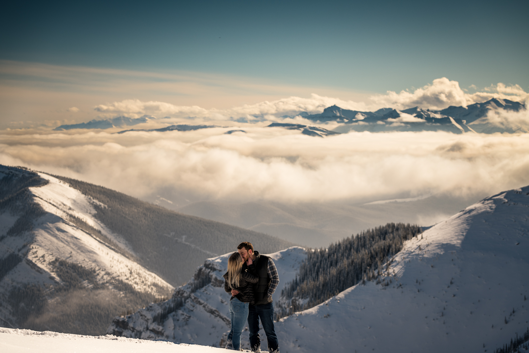 Kananaskis mountain helicopter engagement calgary wedding photographer