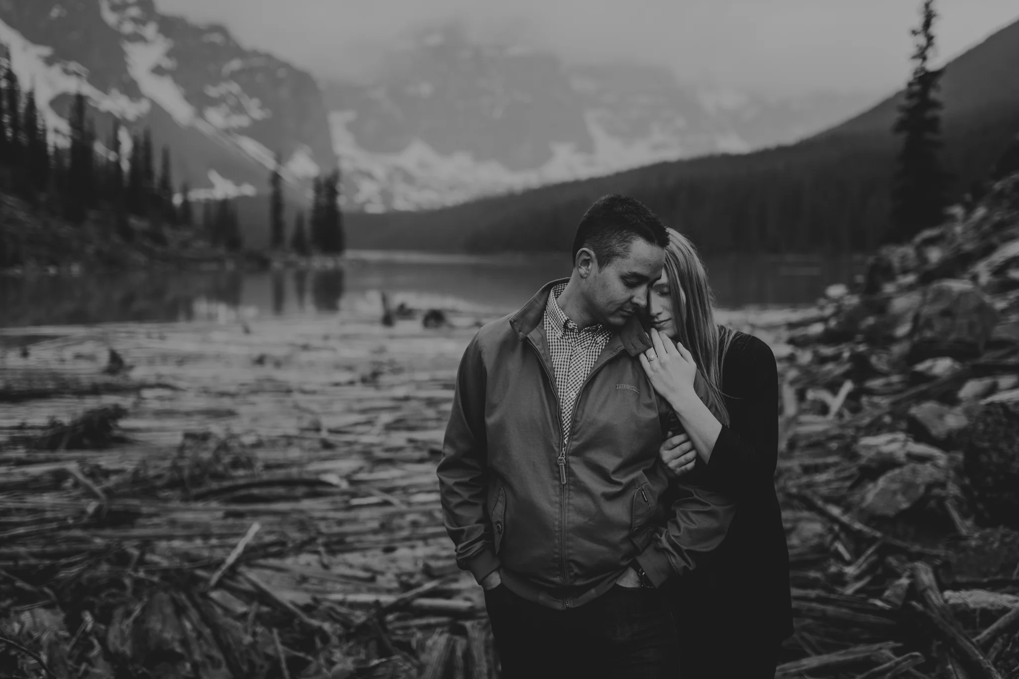 Moraine Lake Engagement photos banff and calgary wedding photographer