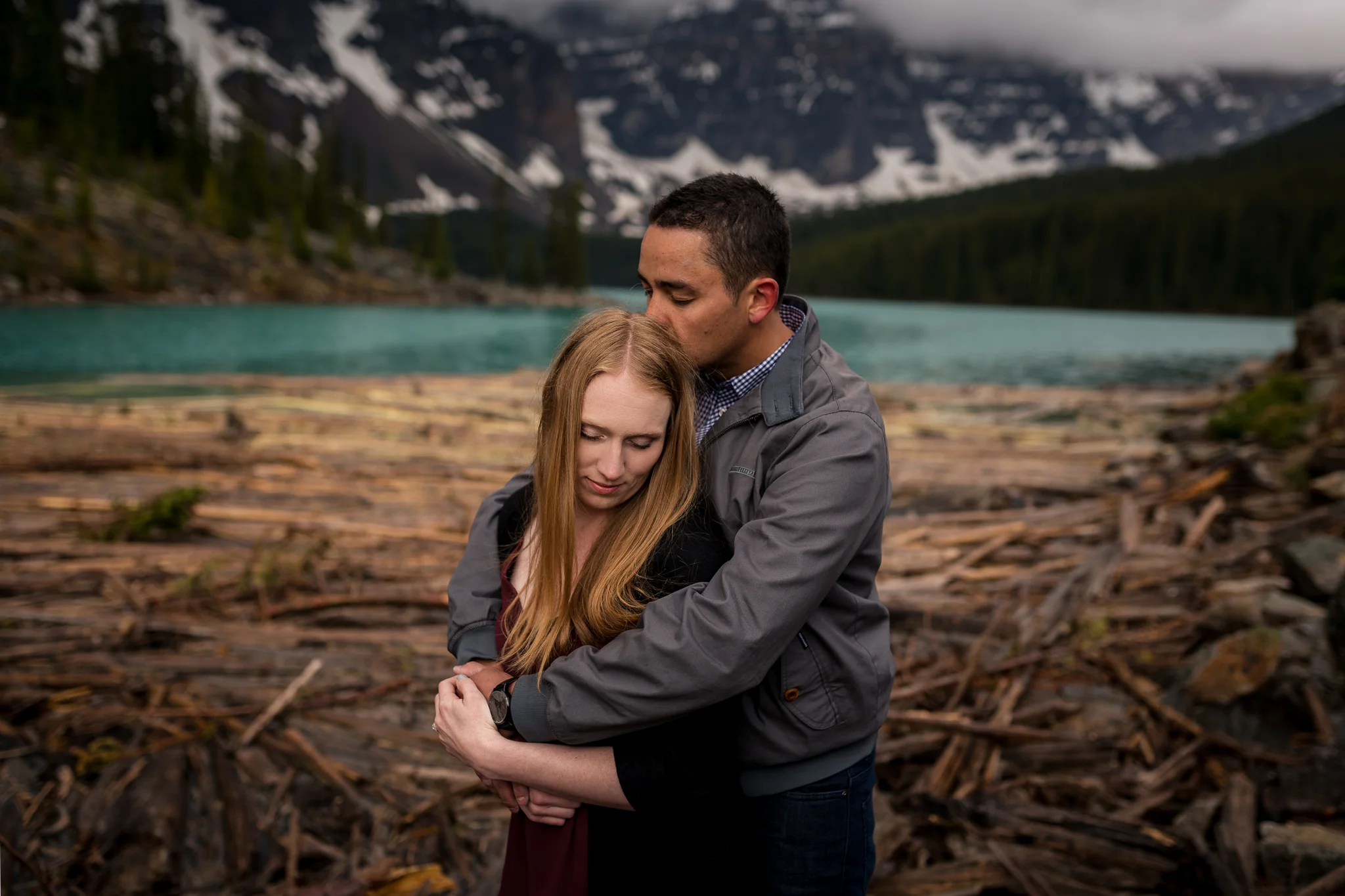Moraine Lake Engagement photos banff and calgary wedding photographer