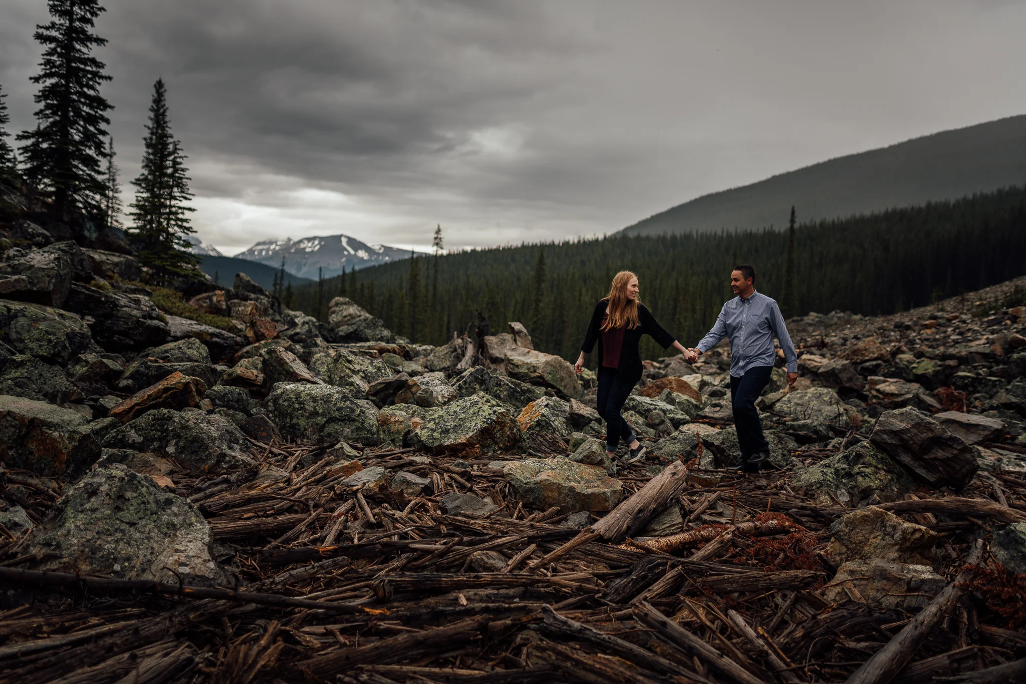 Moraine Lake Engagement photos banff and calgary wedding photographer
