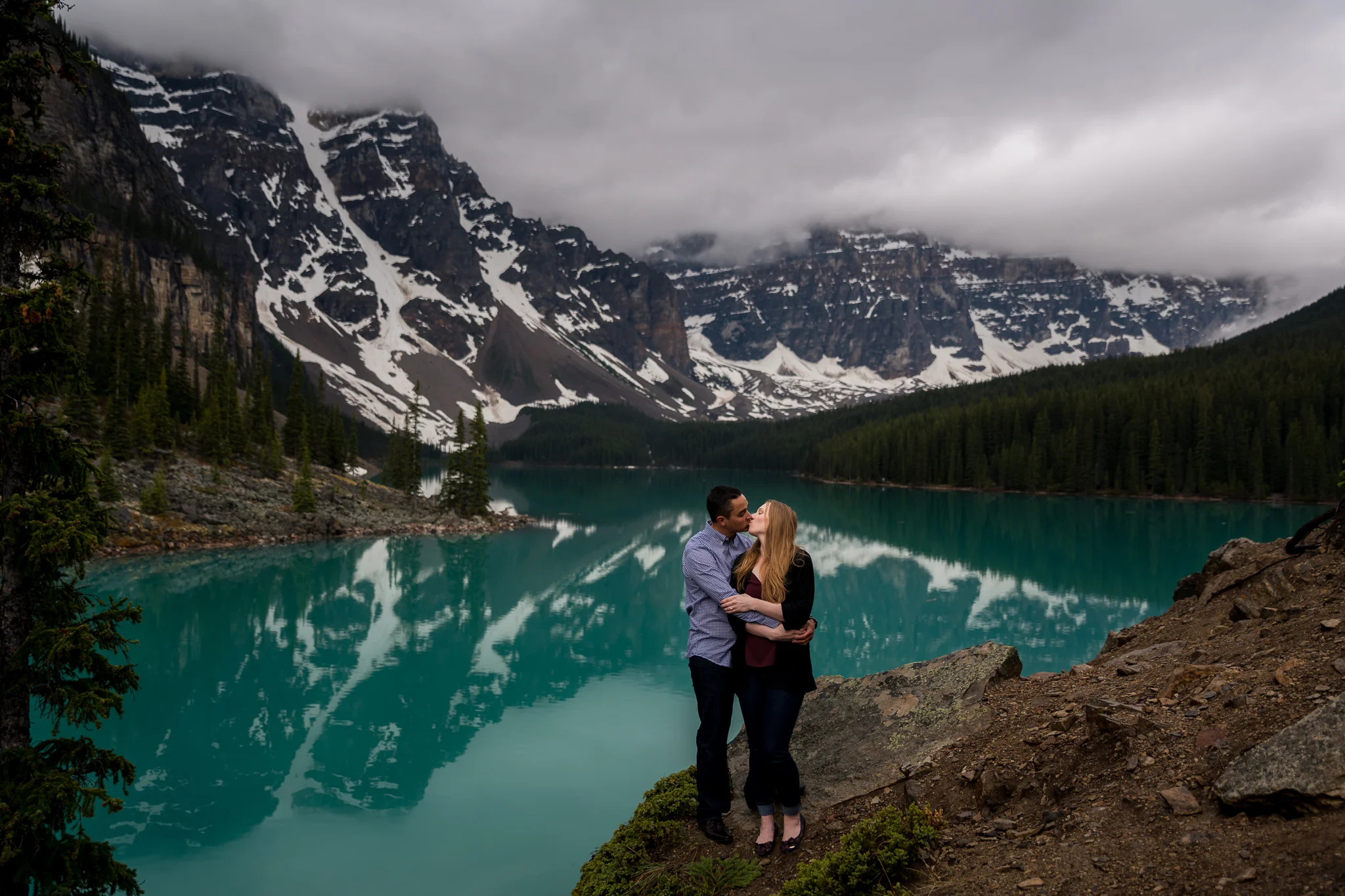 Moraine Lake Engagement photos banff and calgary wedding photographer