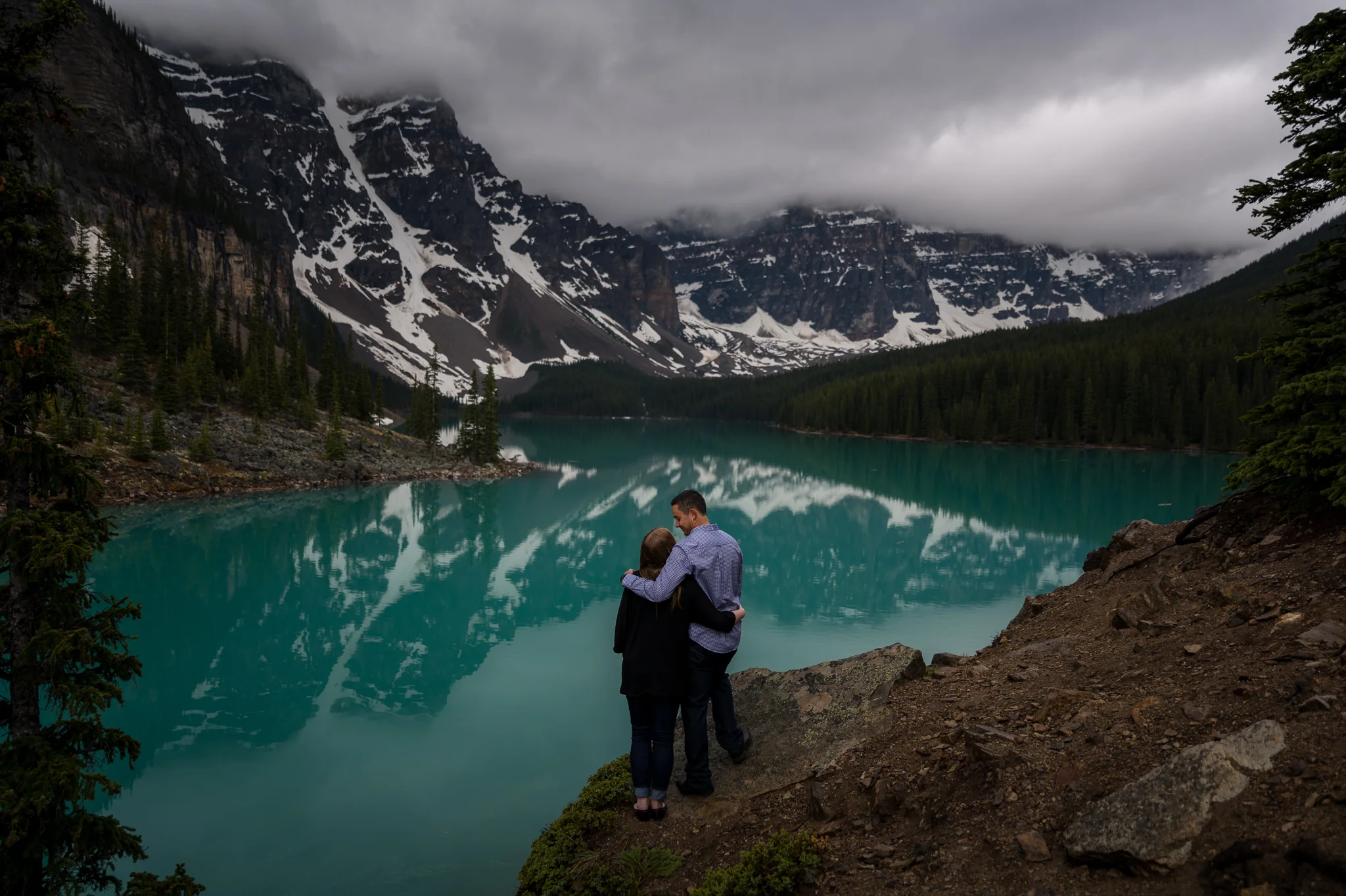 Moraine Lake Engagement photos banff and calgary wedding photographer