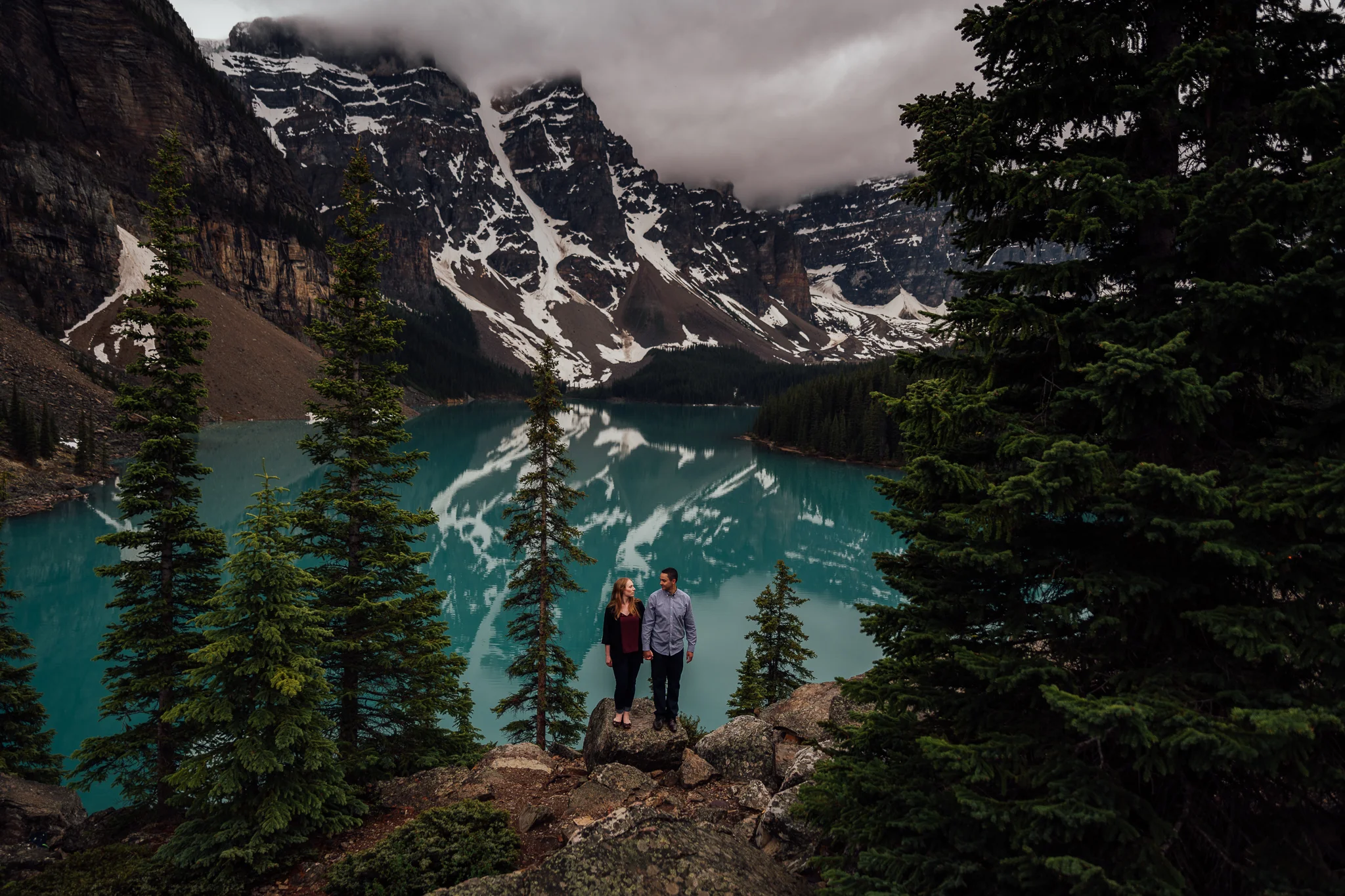 Moraine Lake Engagement photos banff and calgary wedding photographer