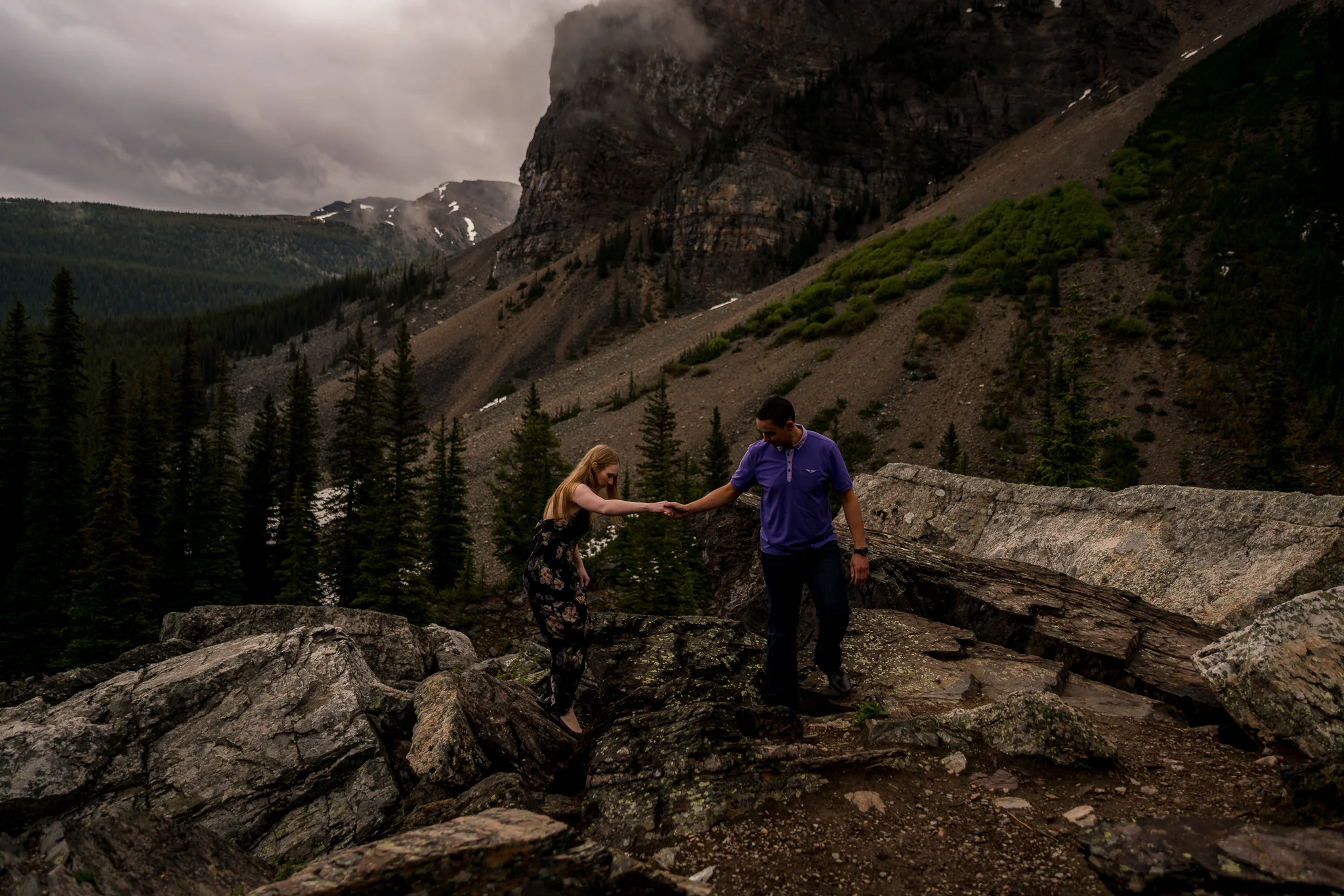 Moraine Lake Engagement photos banff and calgary wedding photographer