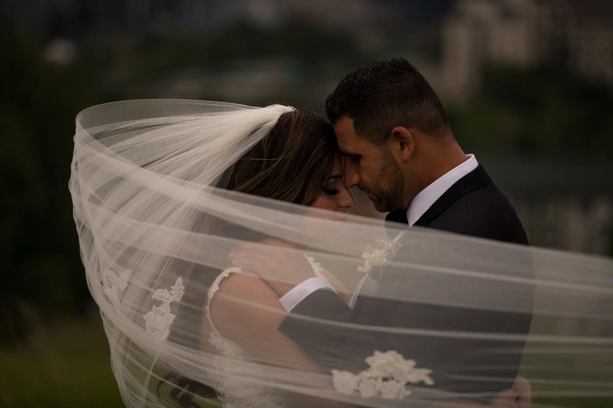 Calgary Wedding epic veil photo