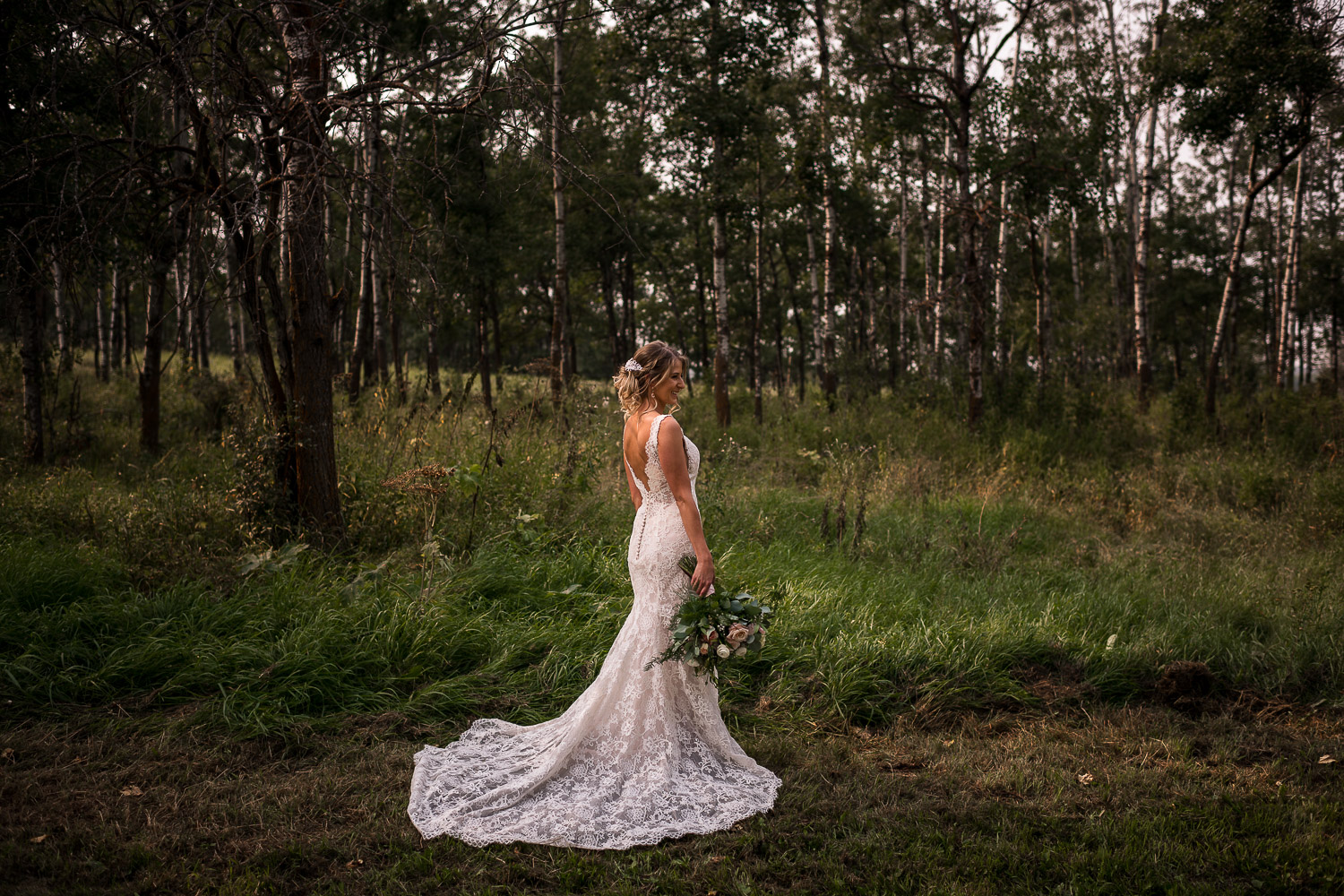 Alberta Intimate Farm wedding calgary banff wedding wedding dress versace