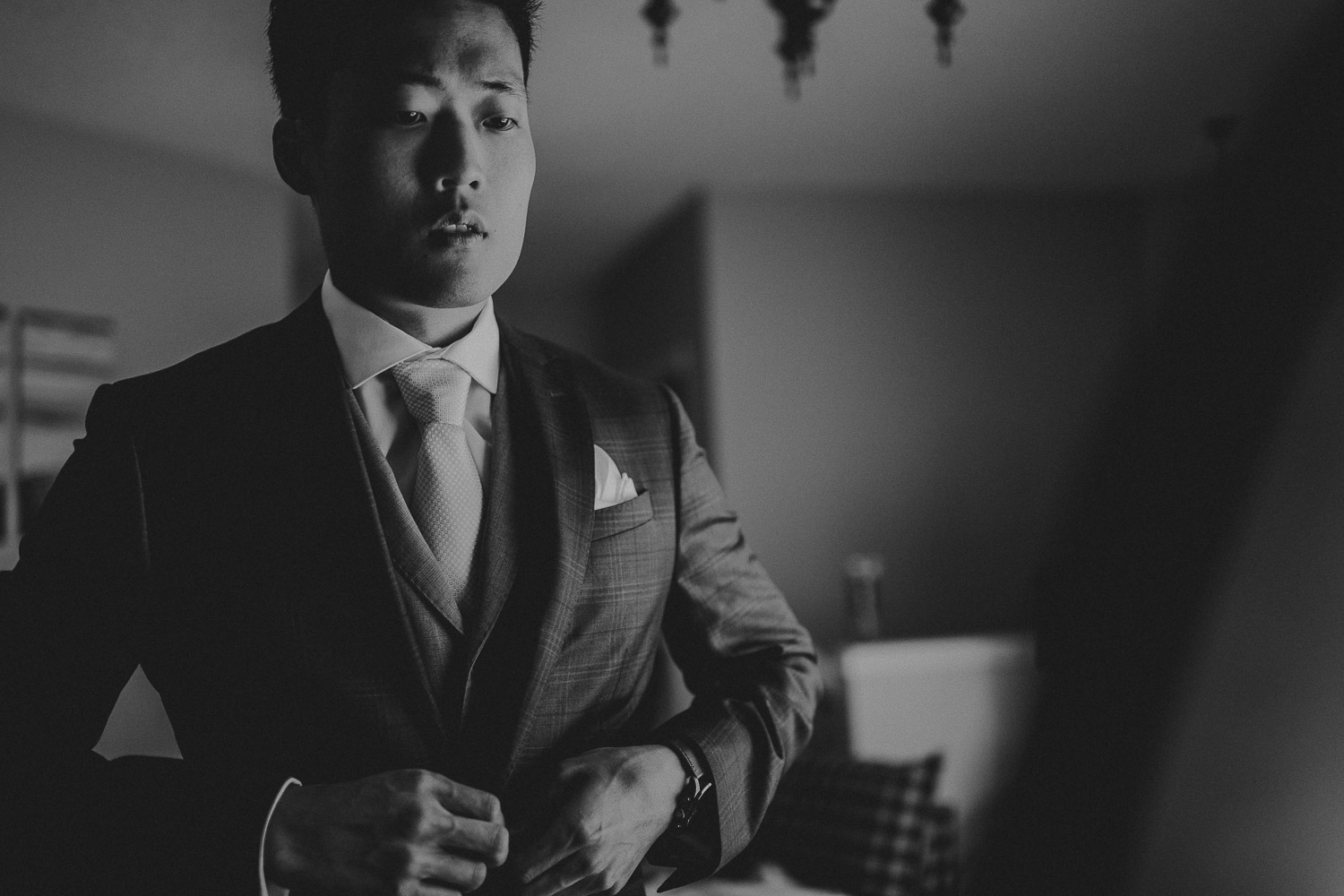 Groom getting ready