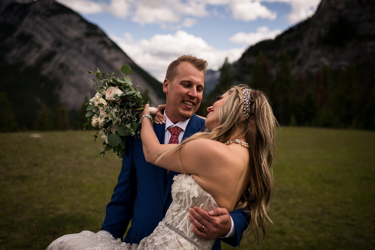 Tunnel Mountain Banff Wedding Portrait