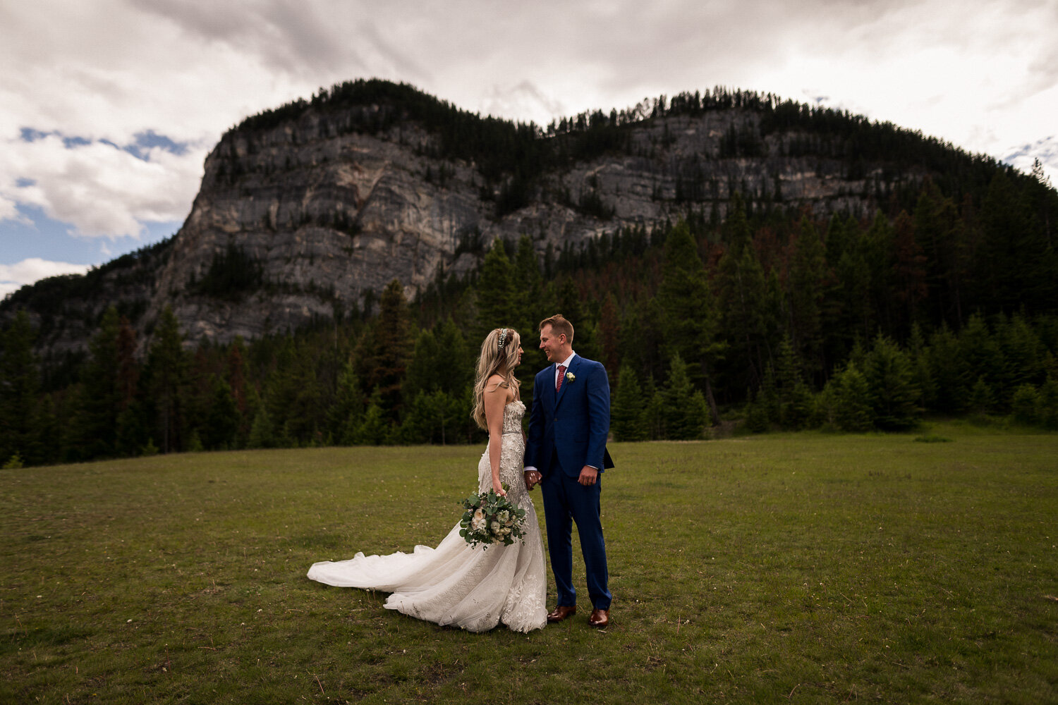 Tunnel Mountain Banff Wedding Portrait