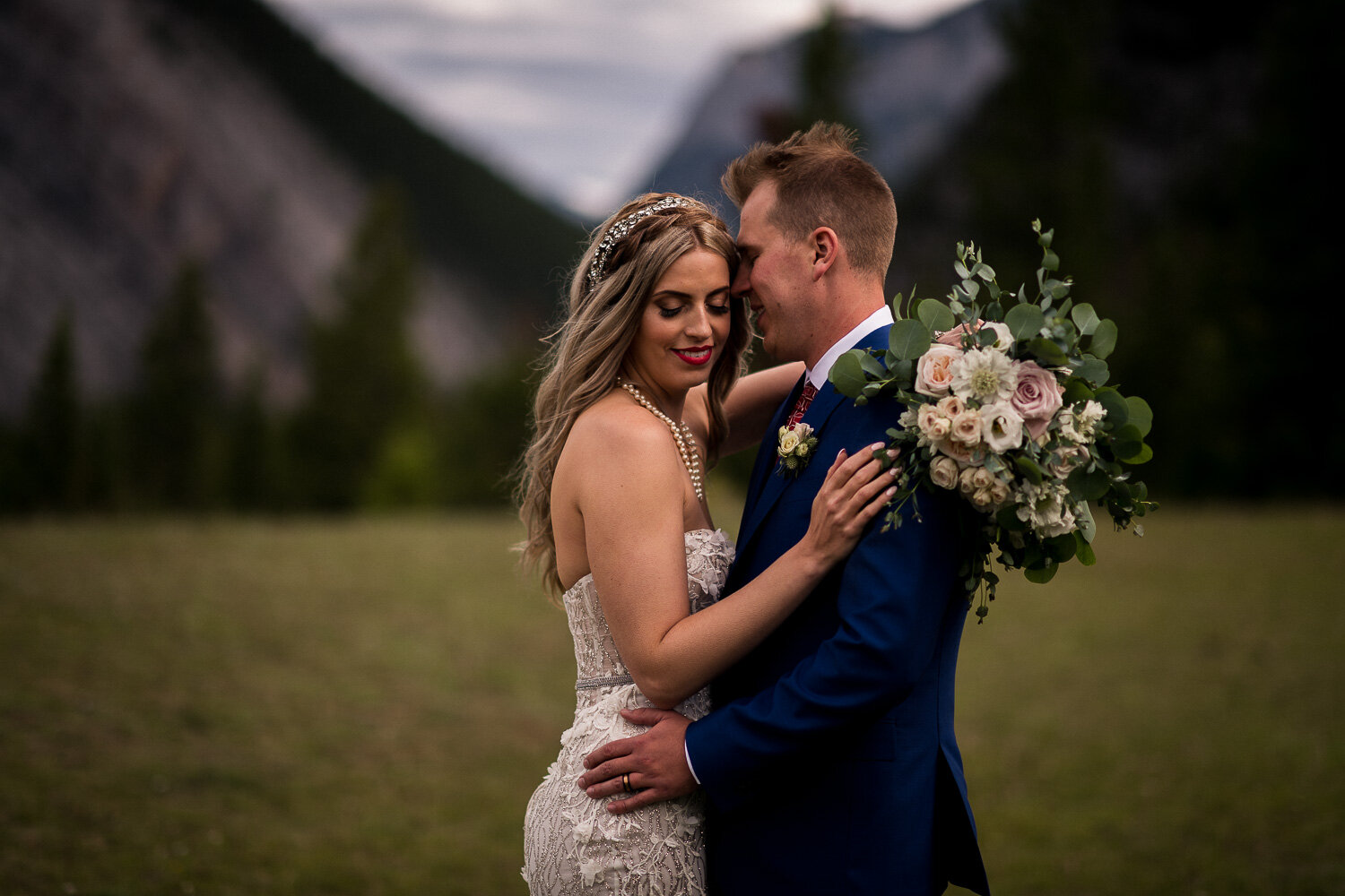 Tunnel Mountain Banff Wedding Portrait
