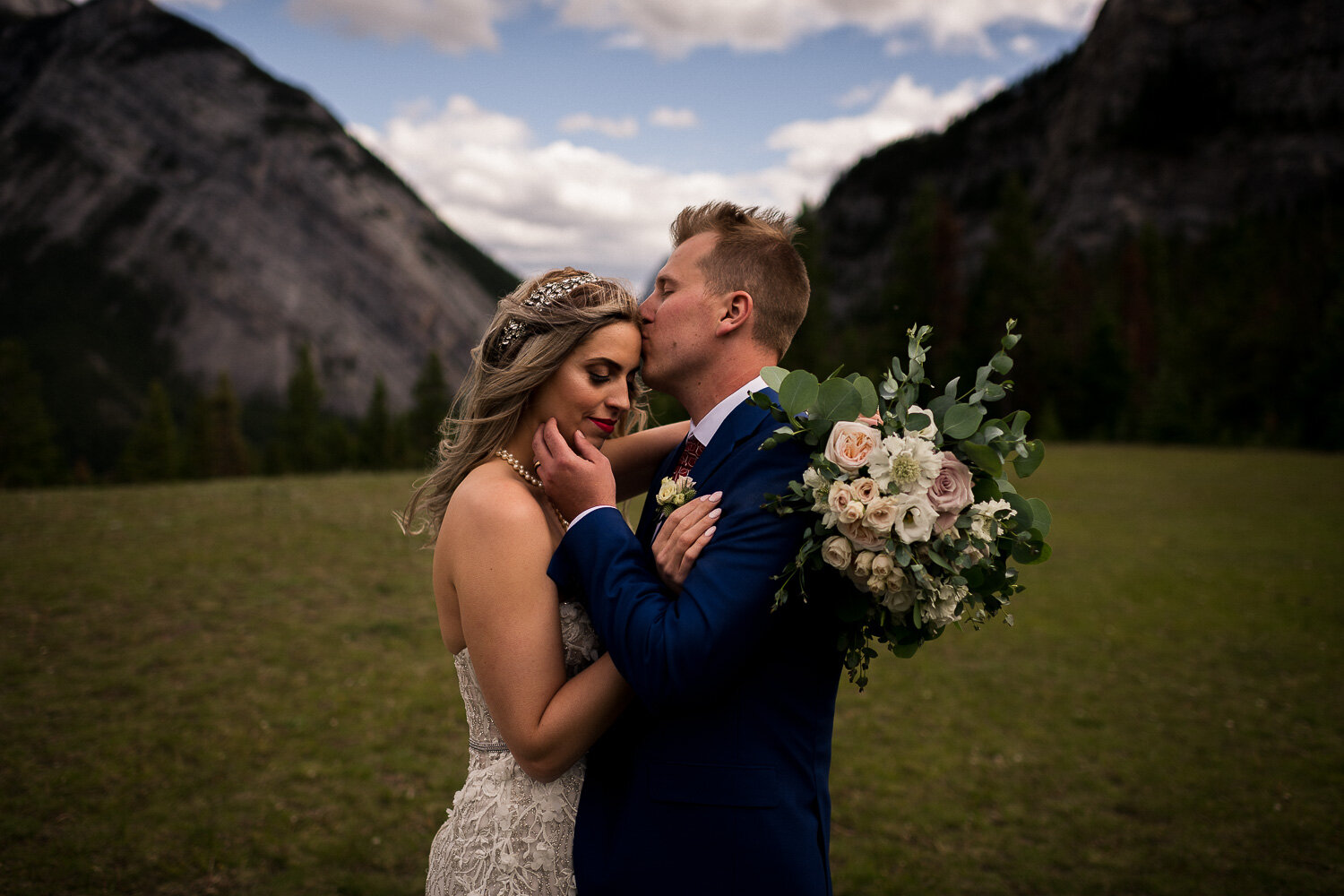 Tunnel Mountain Banff Wedding Portrait