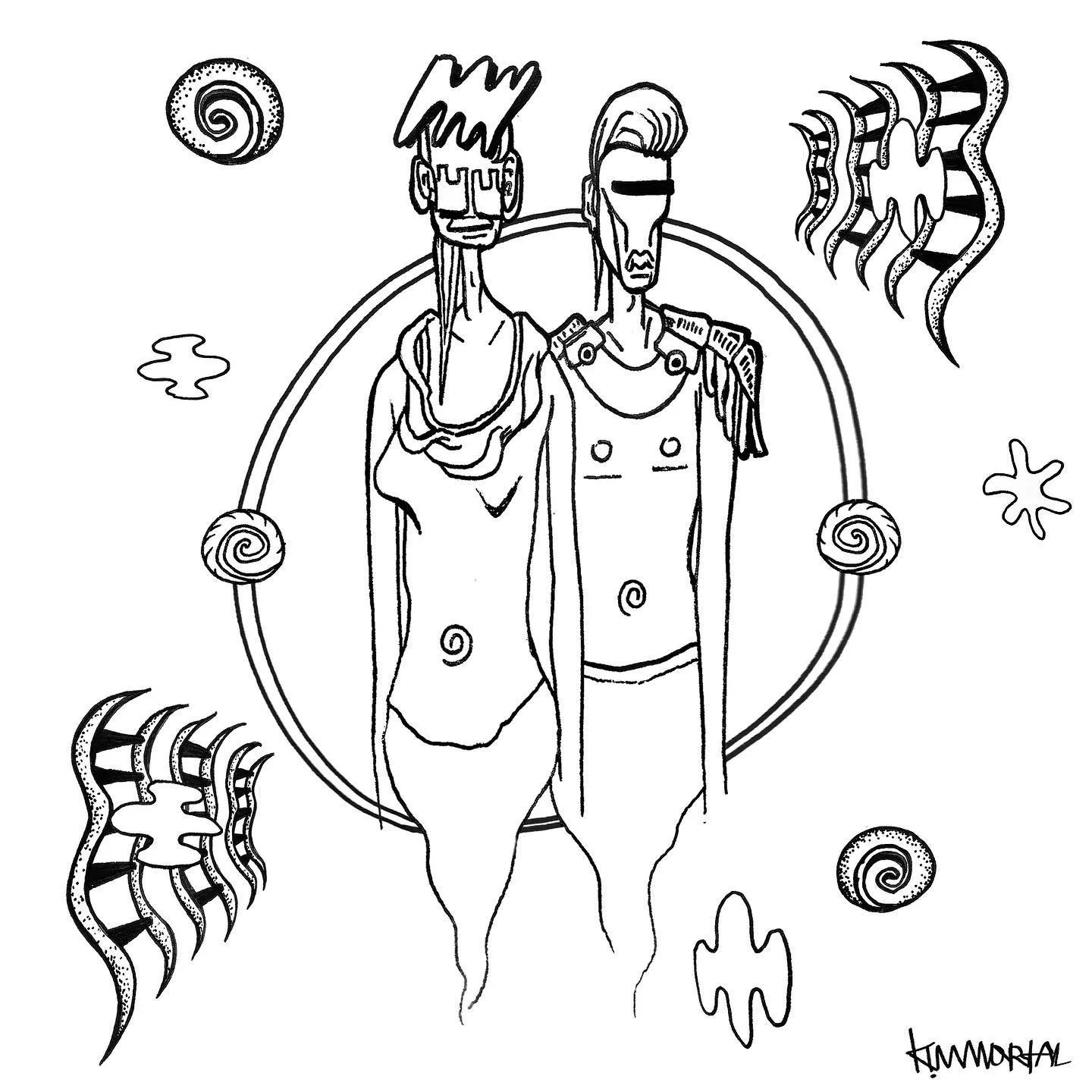 When trying to figure out what to post as a coloring page today, I looked through some of my older sketchbooks to find a drawing that captured the airiness of Aquarius season, the magic and the watery air spirit, and also something of myself as i am 