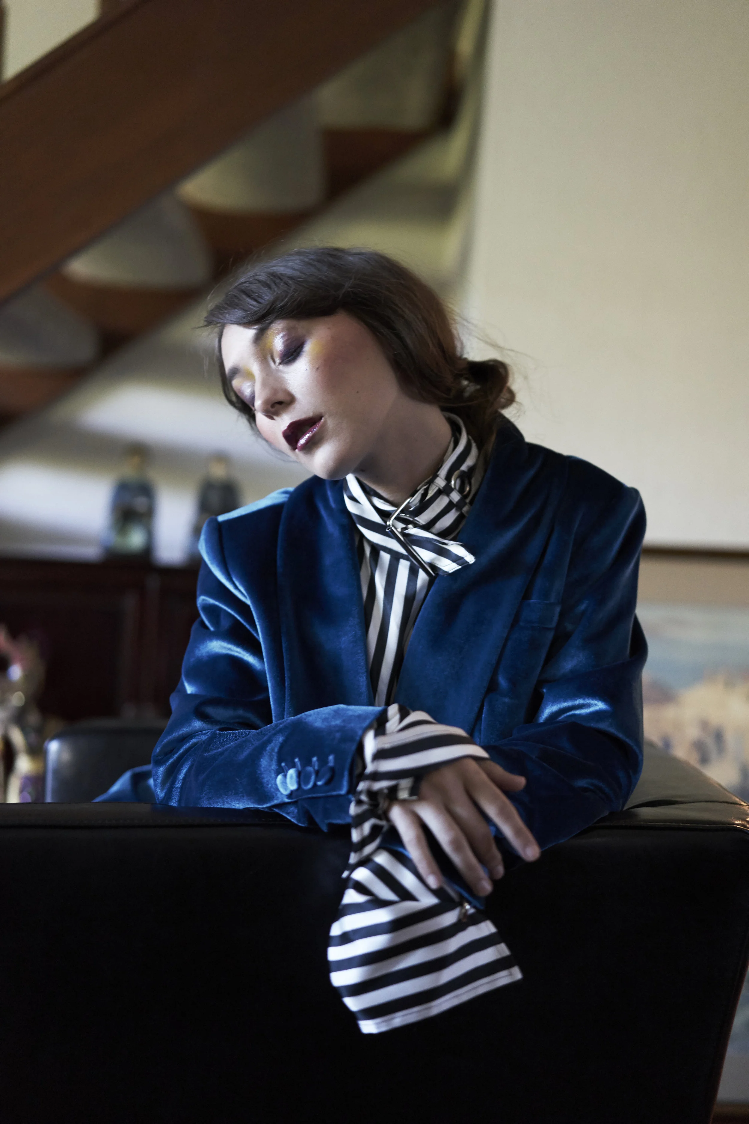 Jacket—Self Portrait / Elizabeth Charles, Shirt—Marques Almeida / Elizabeth Charles