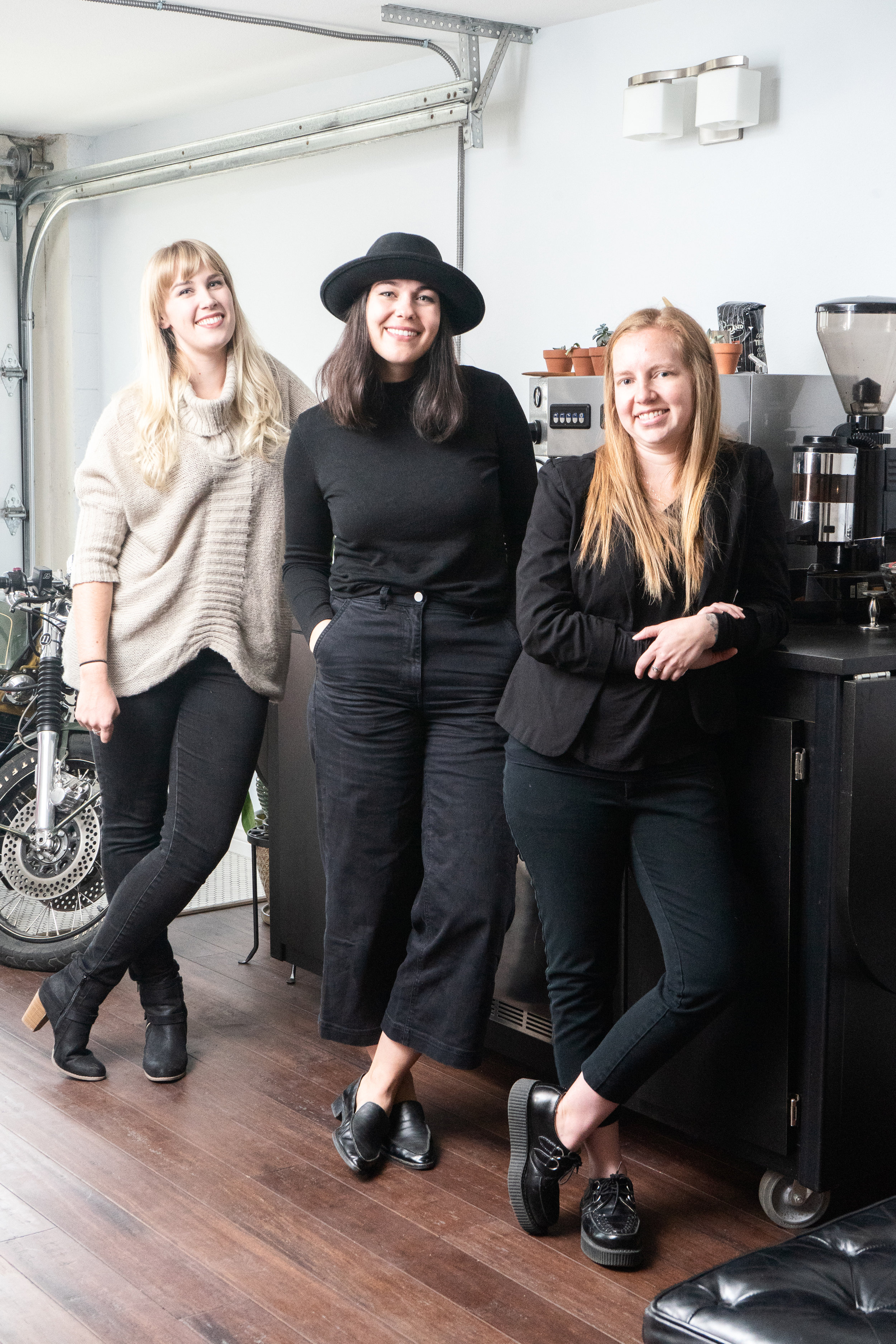 The executive ladies of Oakland Coffee including Kate Kaplan in the middle at Oakland Coffee’s HQ in West Oakland.