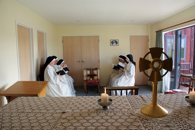 Singing the Divine Office in the Temporary Chapel, 2009